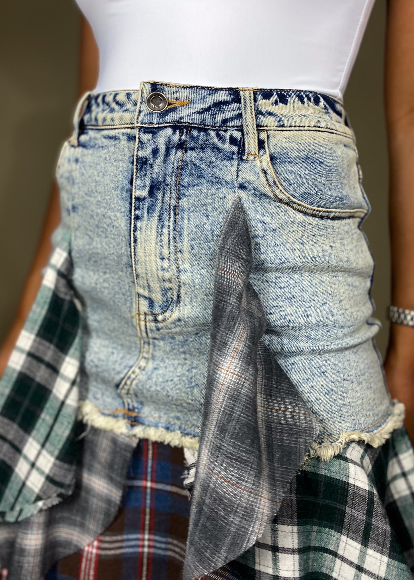 Plaid Patchwork Skirt
