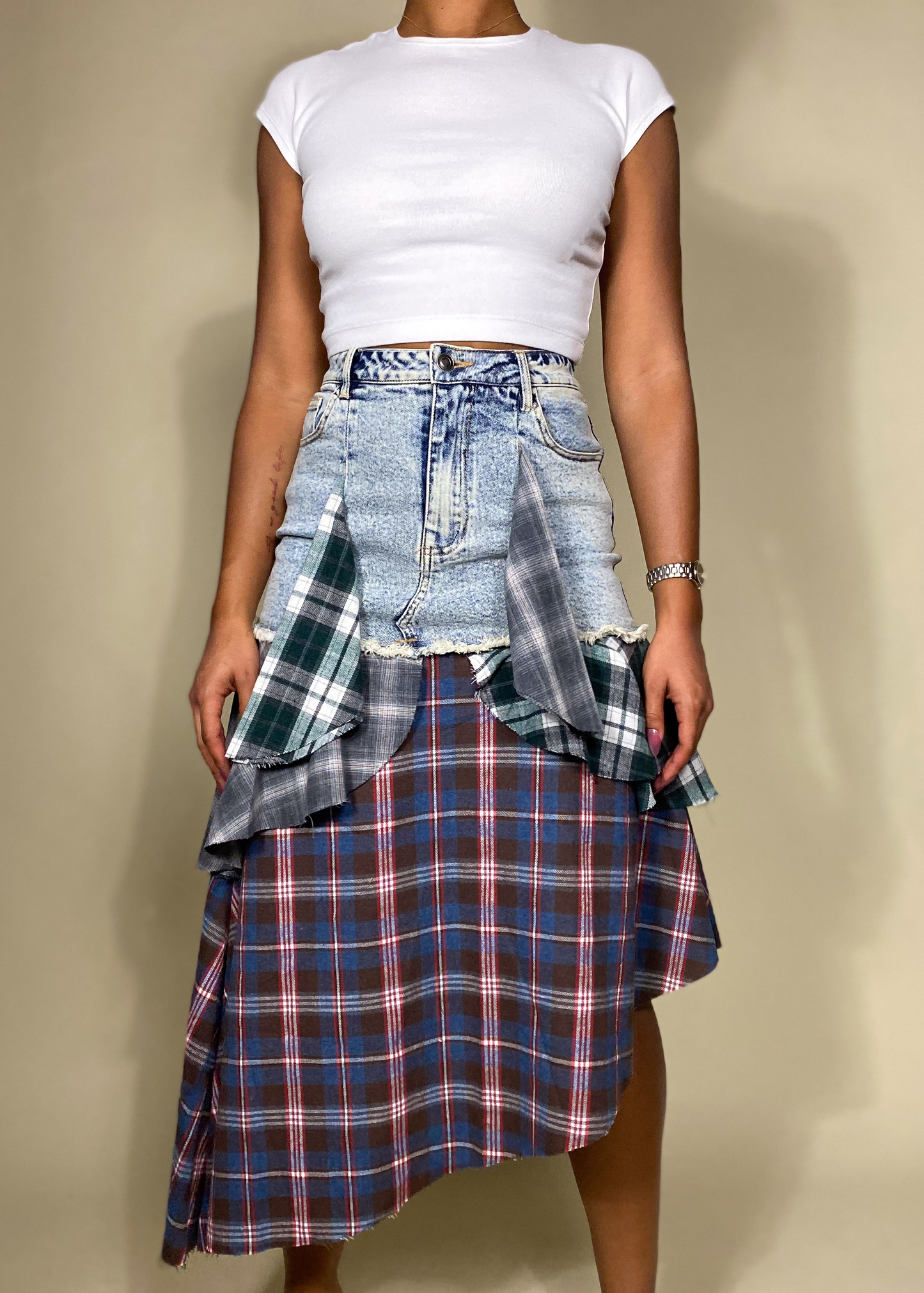 Plaid Patchwork Skirt