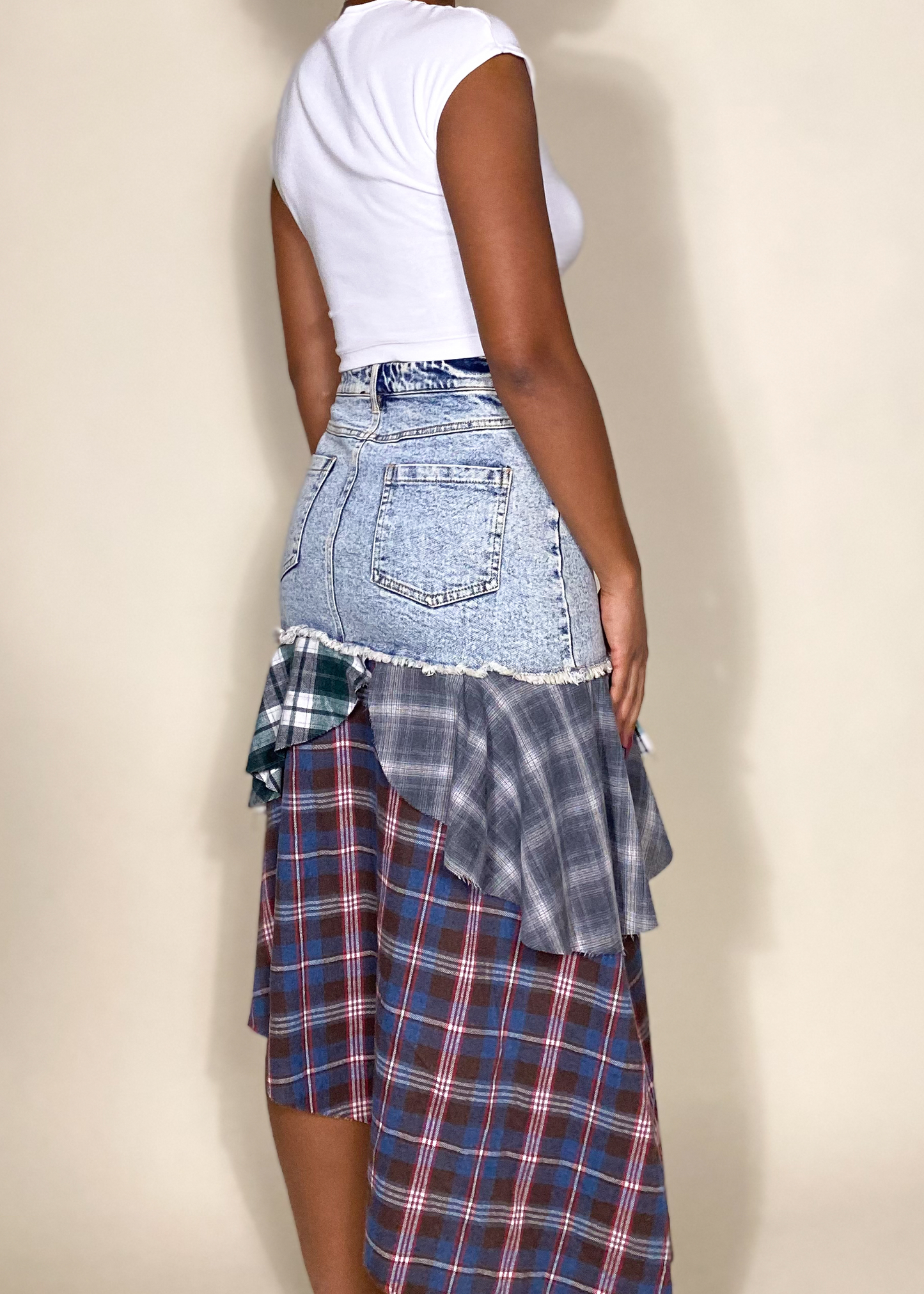 Plaid Patchwork Skirt