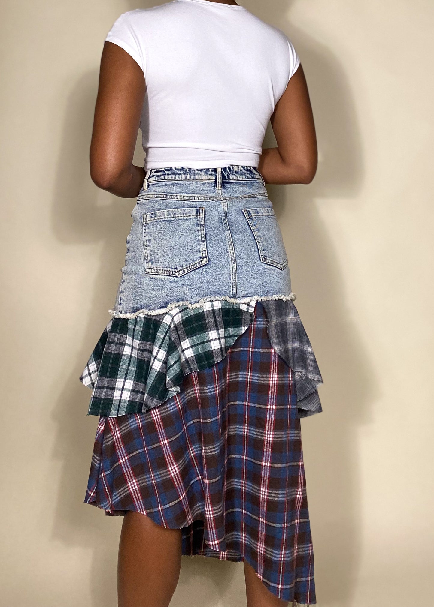 Plaid Patchwork Skirt