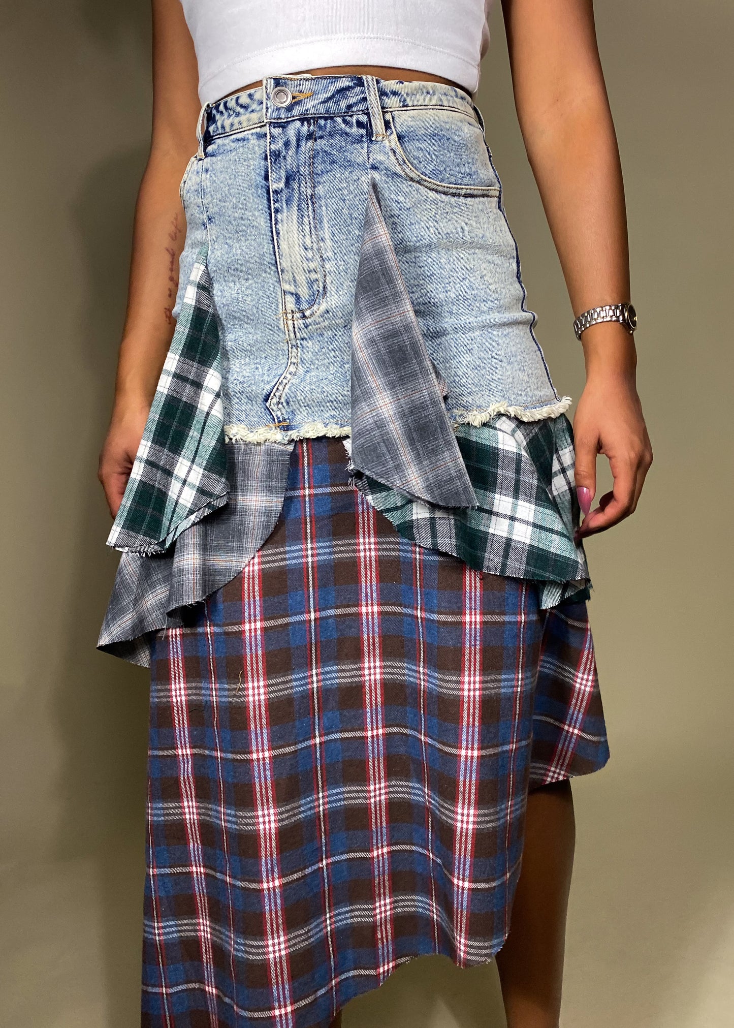 Plaid Patchwork Skirt