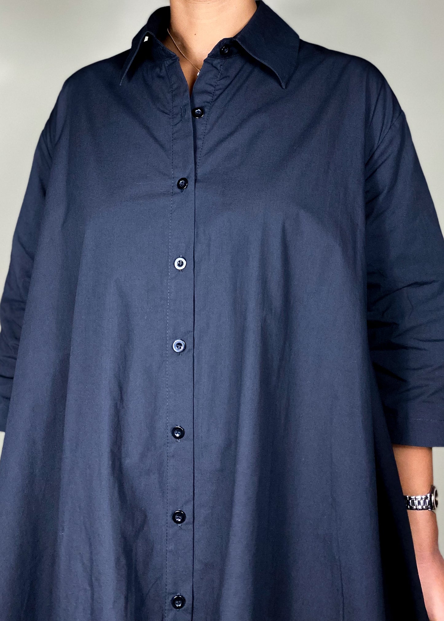 Black Tulle Button Down