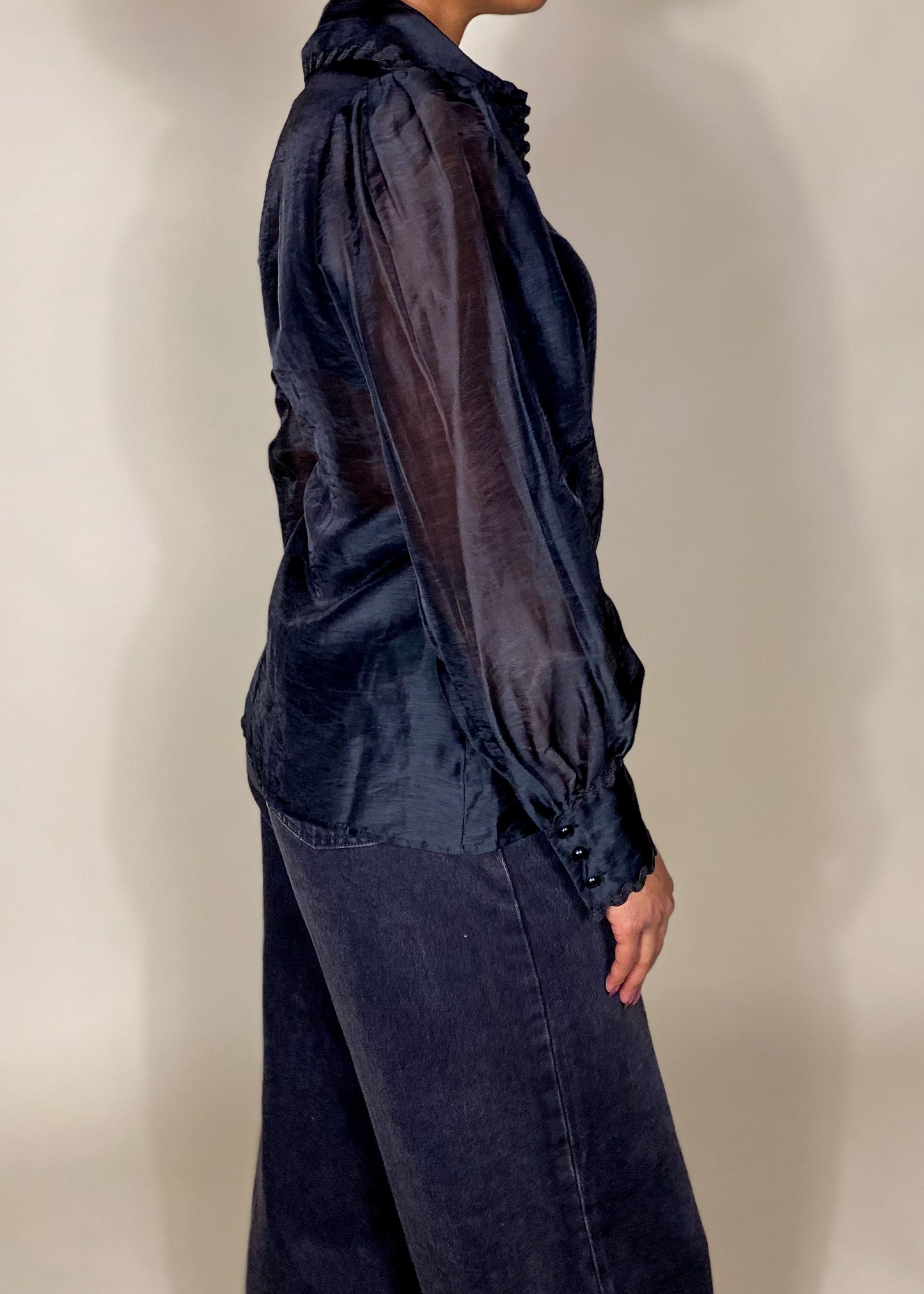 Sabrina Sheer Black Blouse
