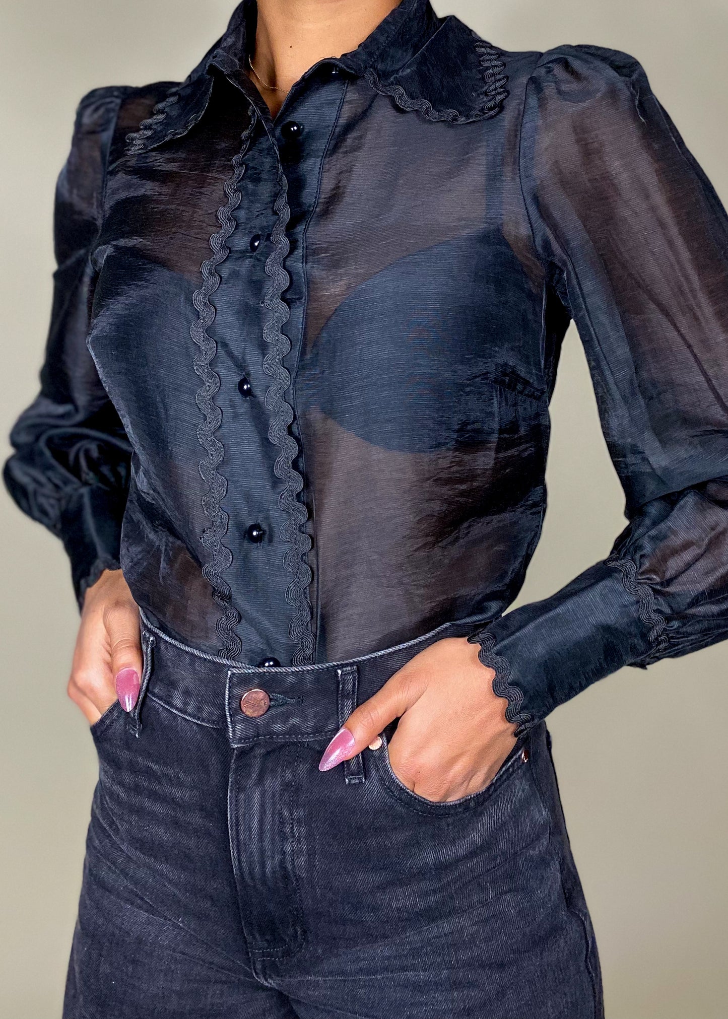 Sabrina Sheer Black Blouse