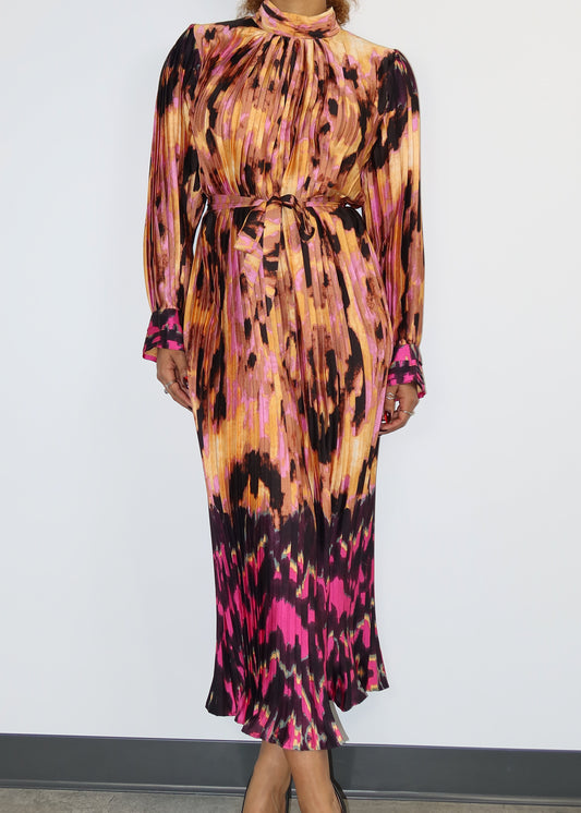 Wedding guest midi dress
Workwear chic dress
Evening dinner outfit
Business casual formal wear
Fall fashion statement dress Fall and winter fashion
Spring statement outfit
Summer formal wear
Holiday party midi dress
High-neck pleated dress
Belted waist midi dress
Long sleeve printed dress
Flowing A-line silhouette
Sophisticated modest dress
Abstract print midi dress
Long sleeve belted dress
Elegant high-neck dress
Vibrant pleated midi dress
Chic modest fashion outfit