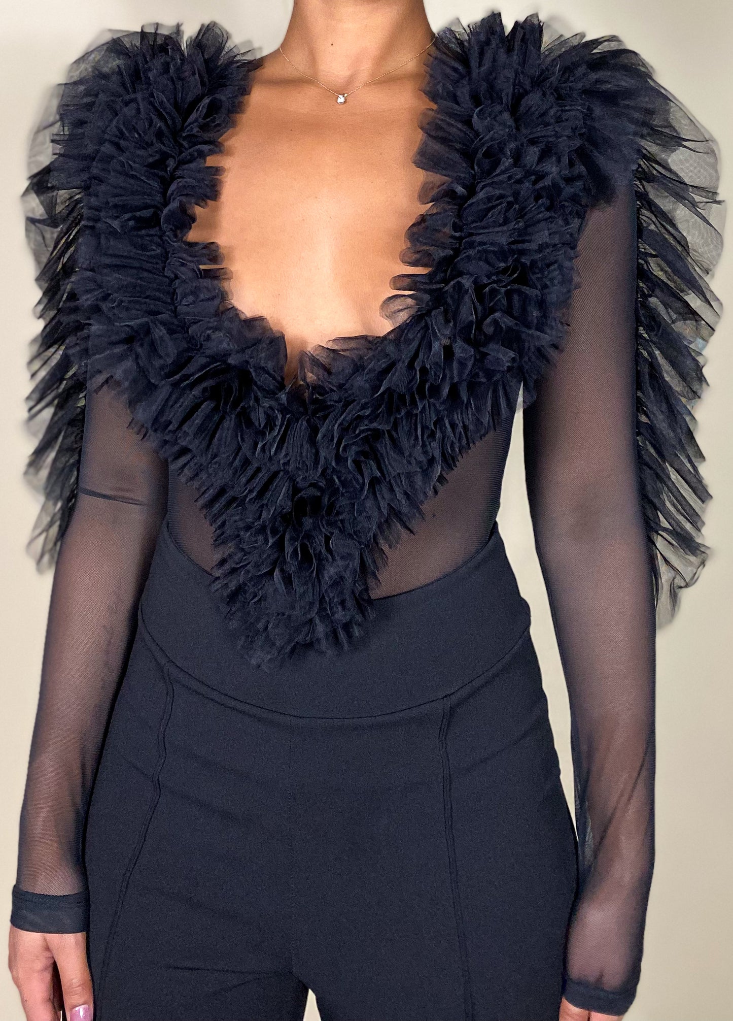 Tulle Ruffle Bodysuit+