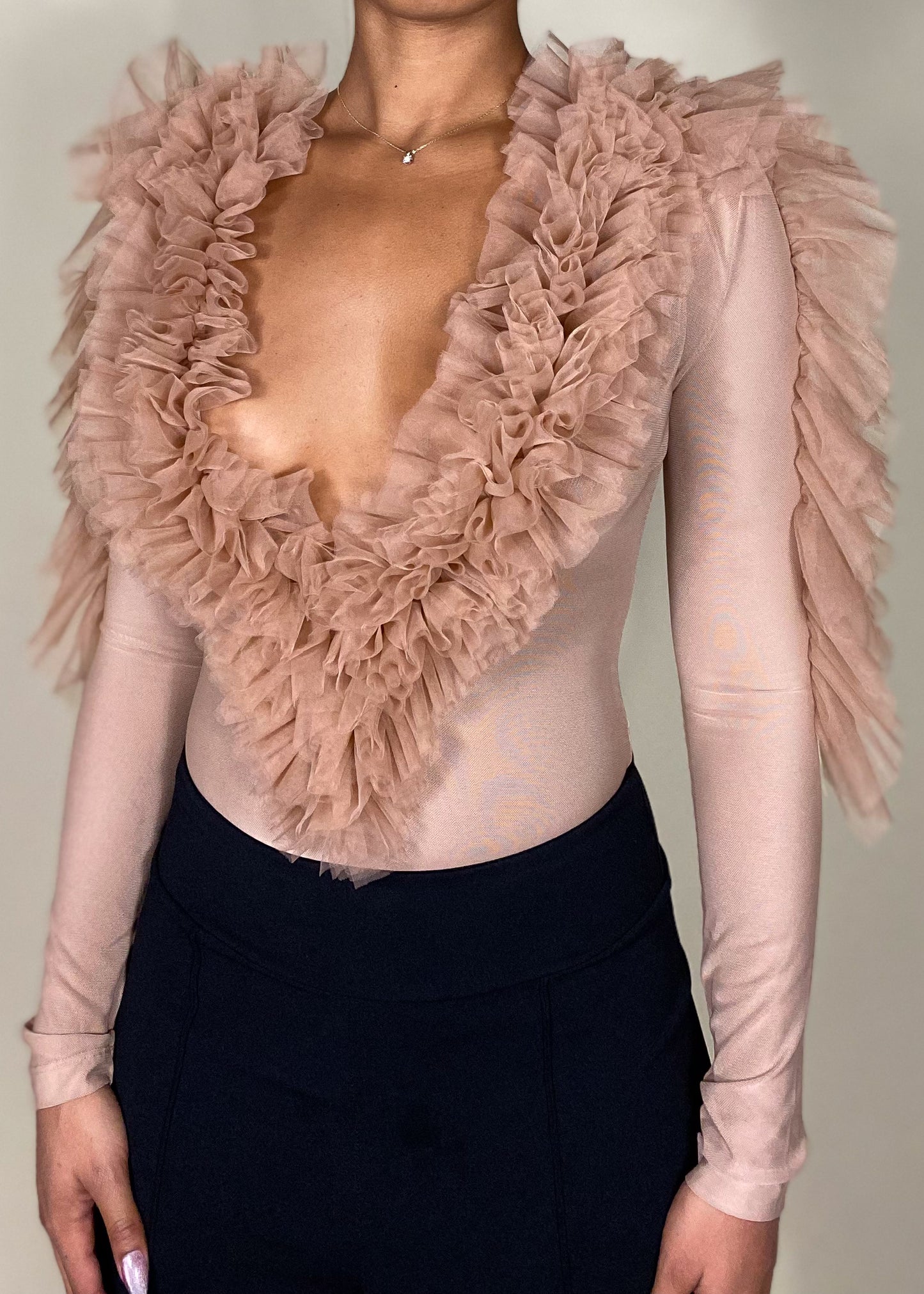 Tulle Ruffle Bodysuit+