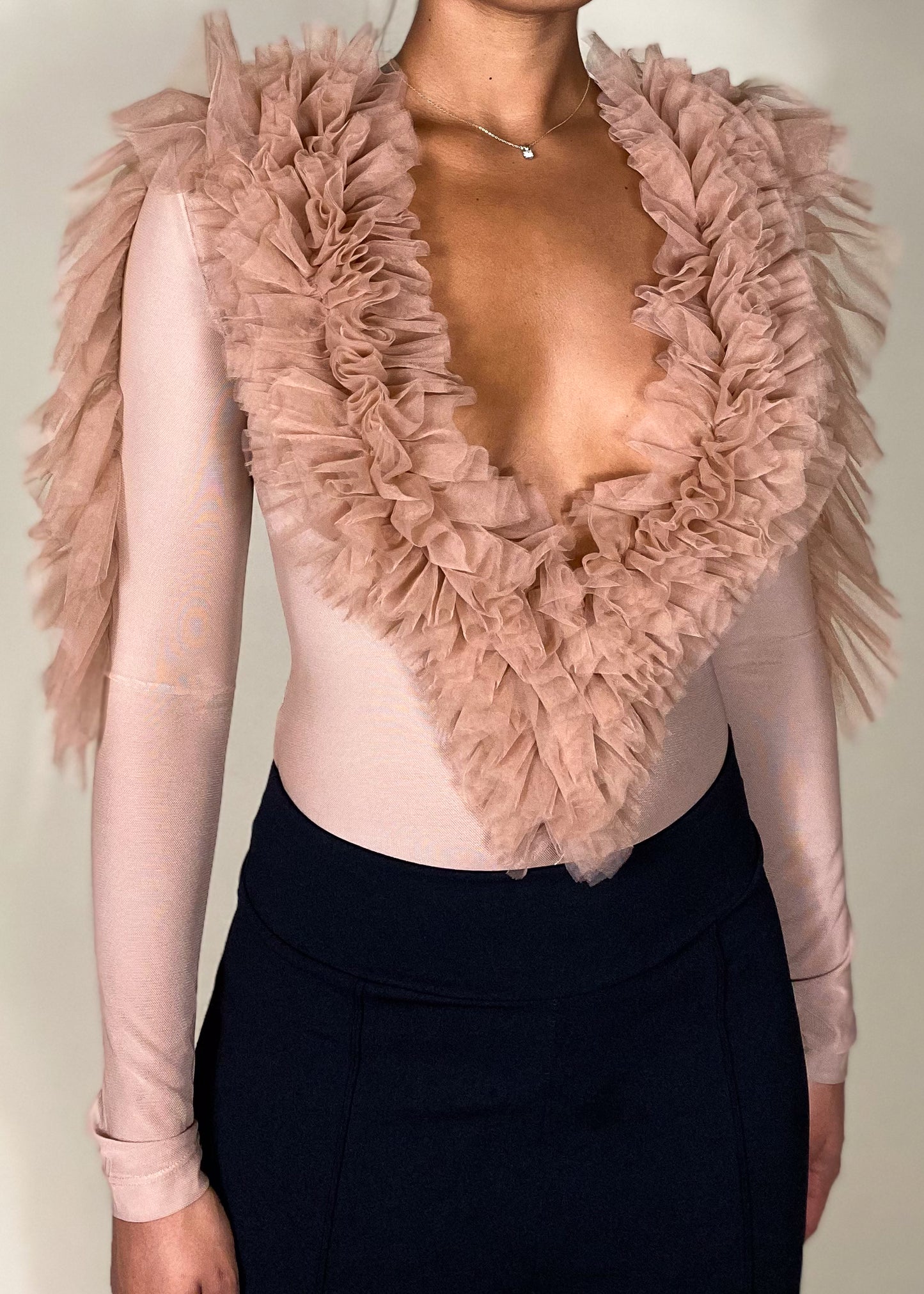 Tulle Ruffle Bodysuit+