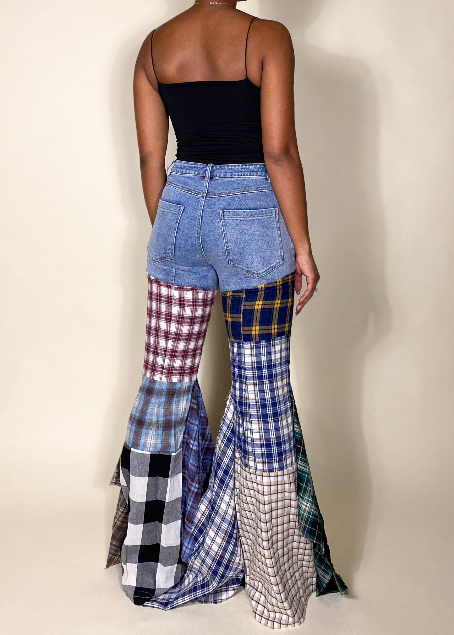 Plaid Patchwork Jeans