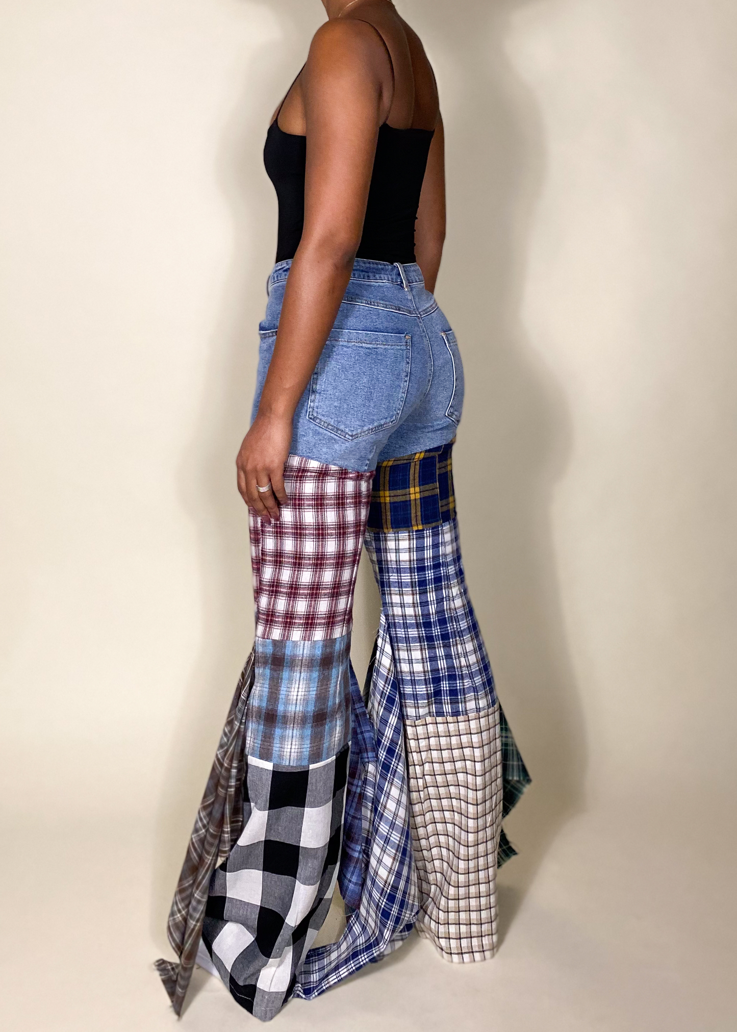 Plaid Patchwork Jeans