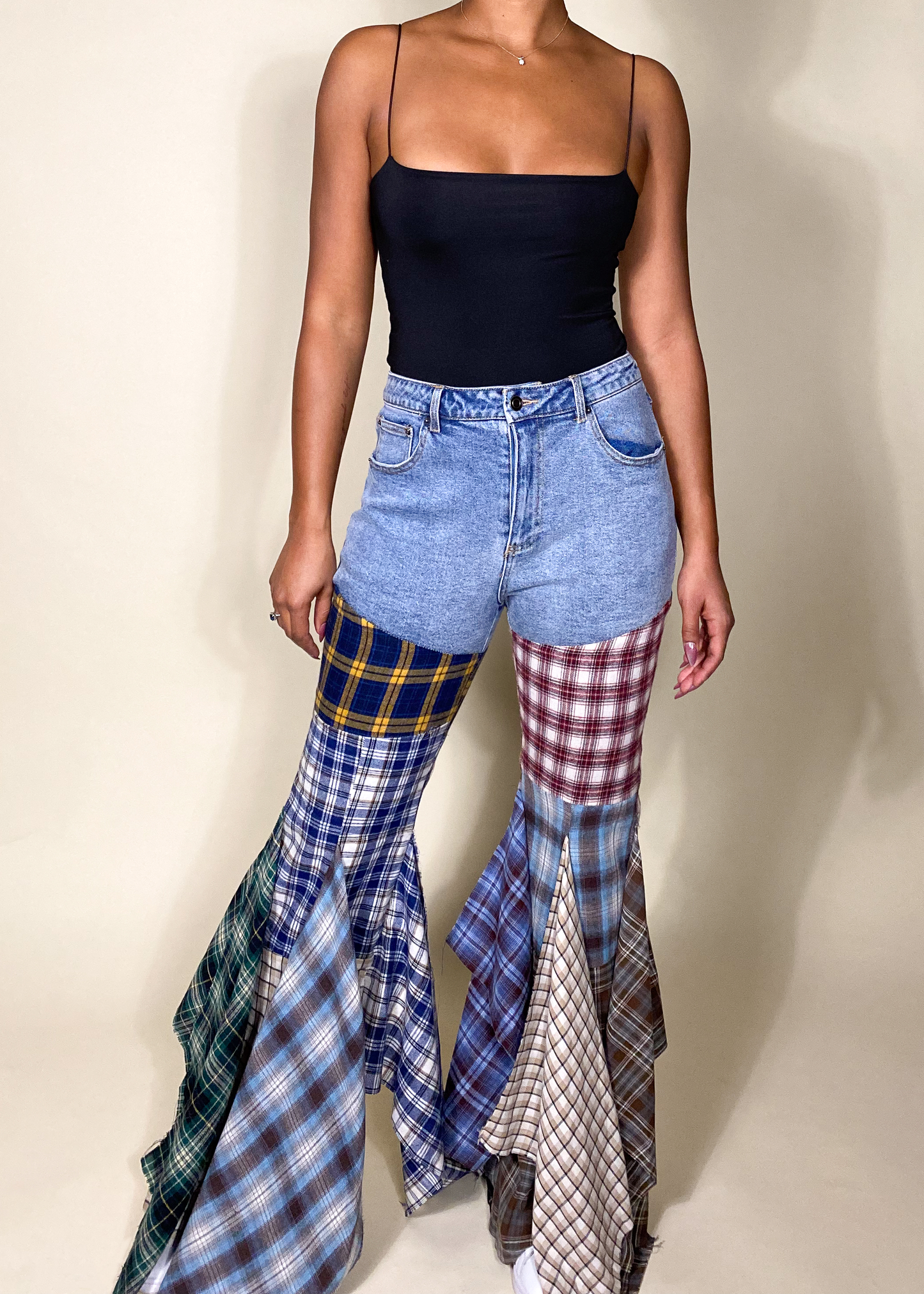 Plaid Patchwork Jeans