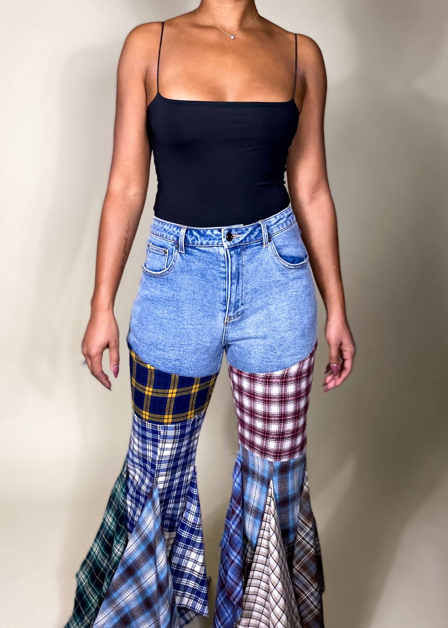 Plaid Patchwork Jeans