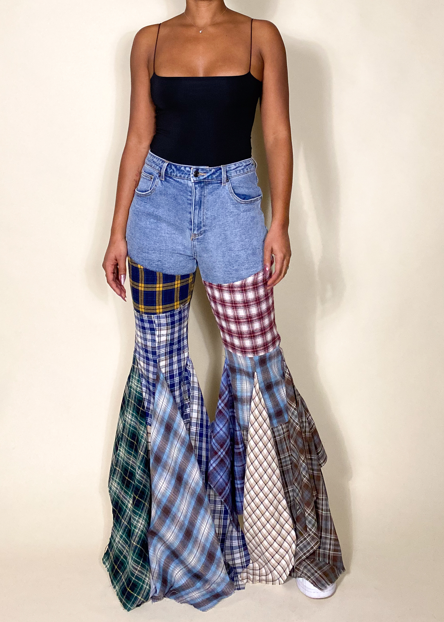 Plaid Patchwork Jeans