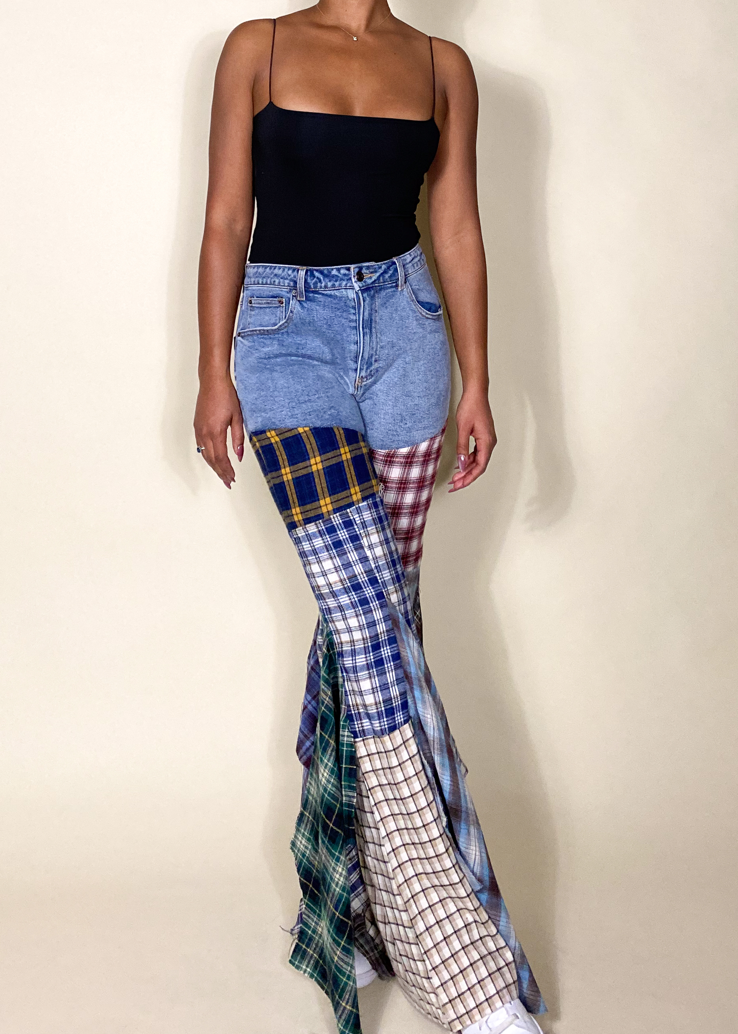 Plaid Patchwork Jeans