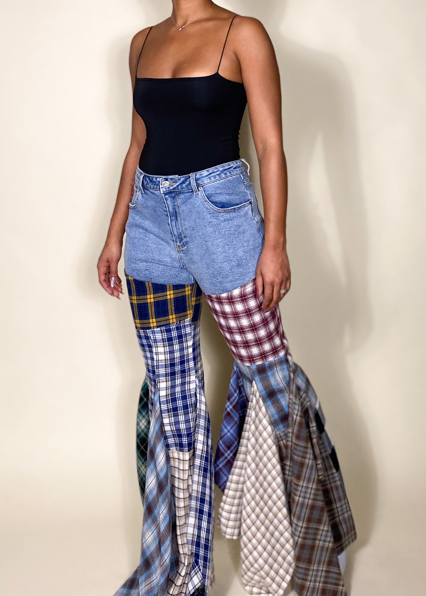Plaid Patchwork Jeans