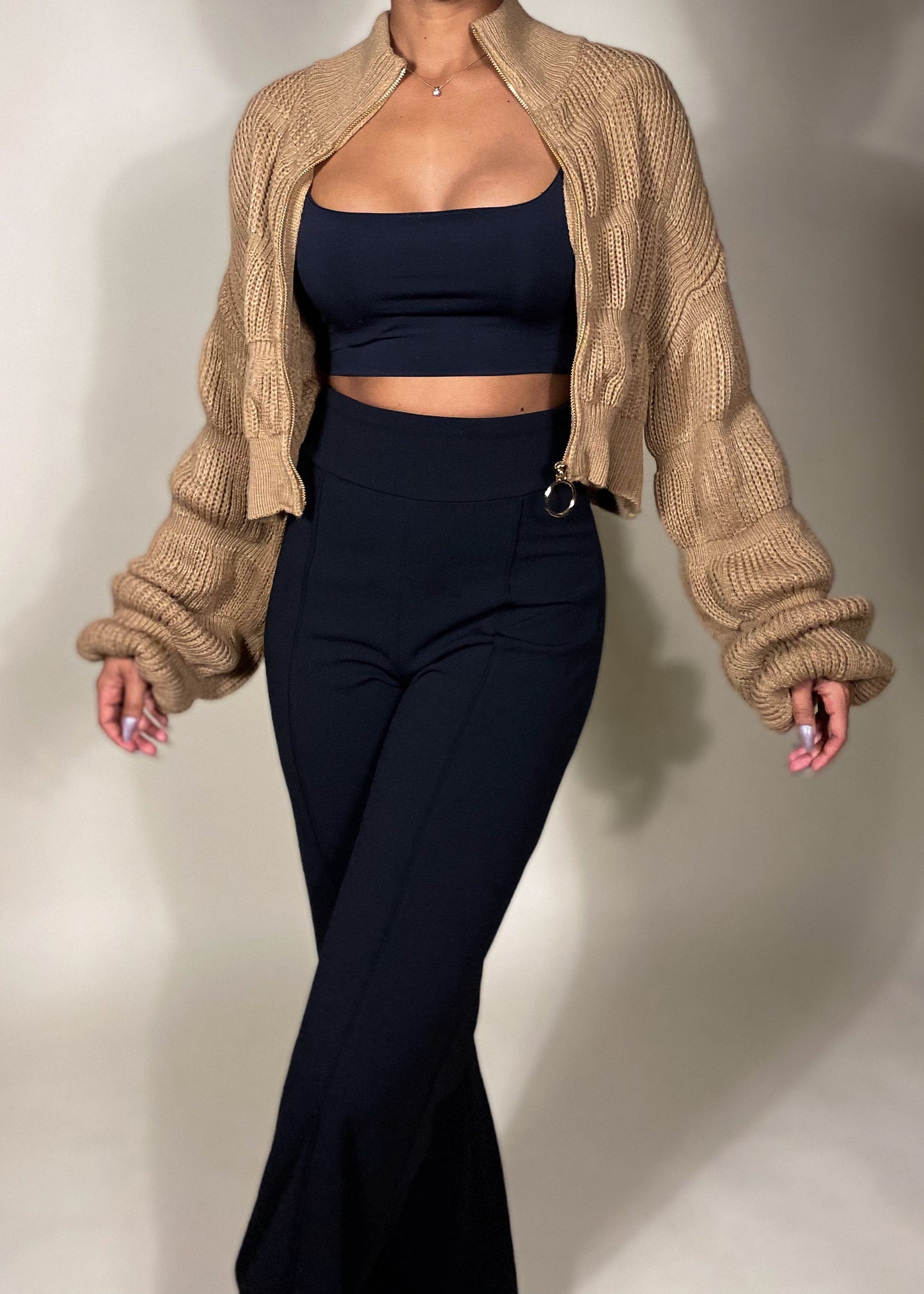 Butterscotch Crop Zip Up