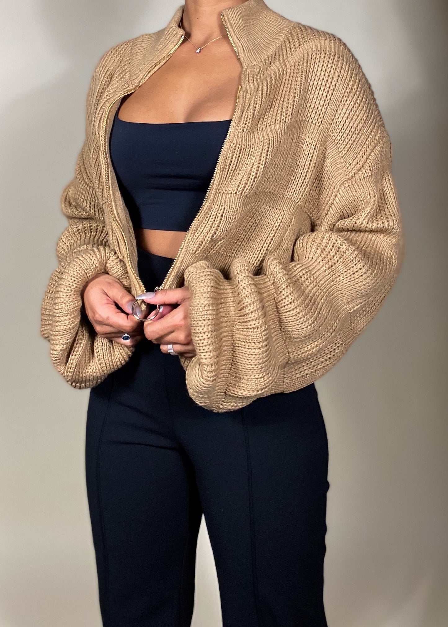 Butterscotch Crop Zip Up