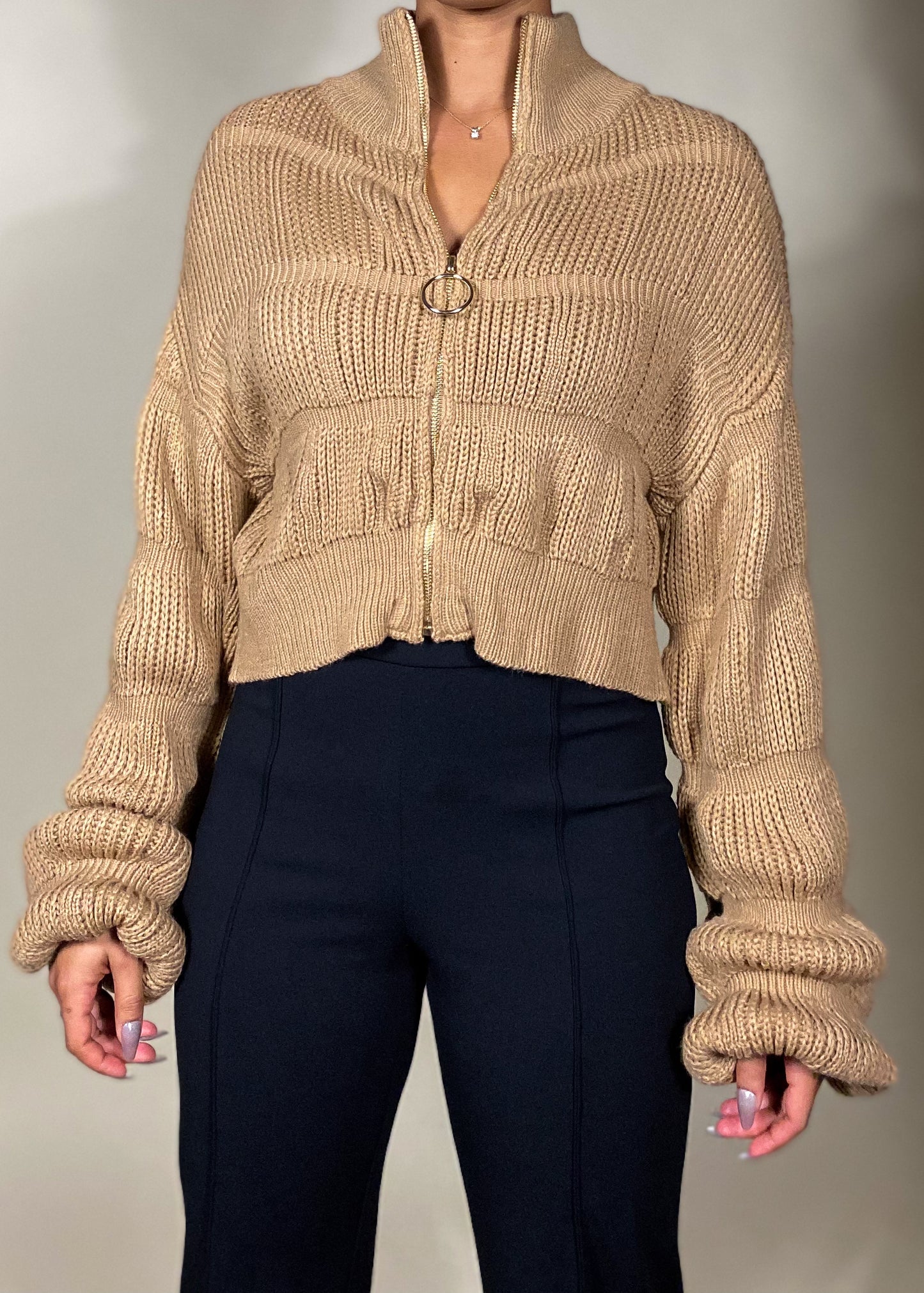 Butterscotch Crop Zip Up