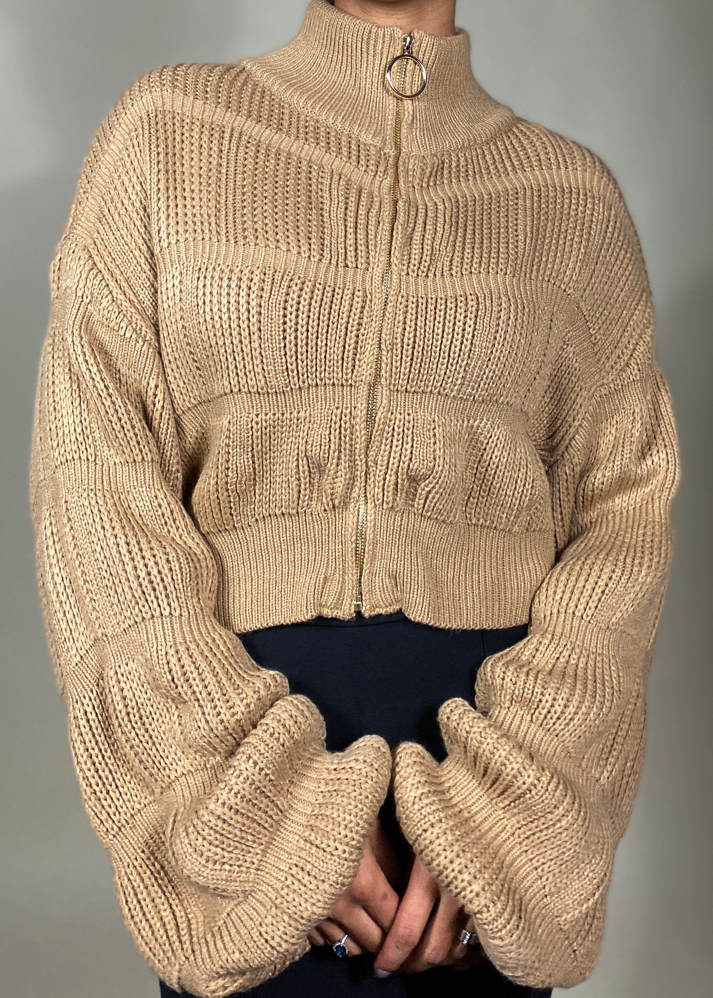 Butterscotch Crop Zip Up