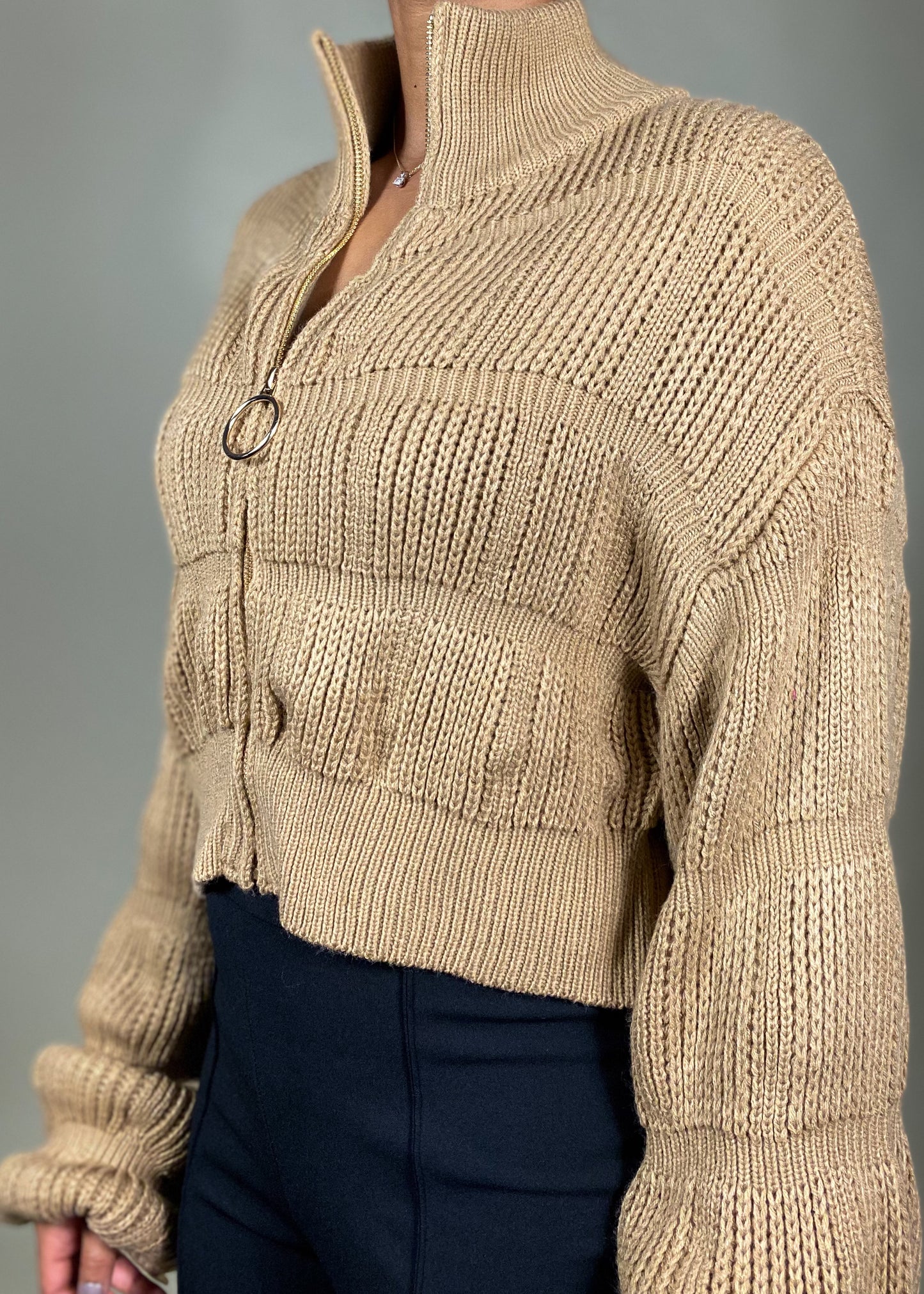 Butterscotch Crop Zip Up