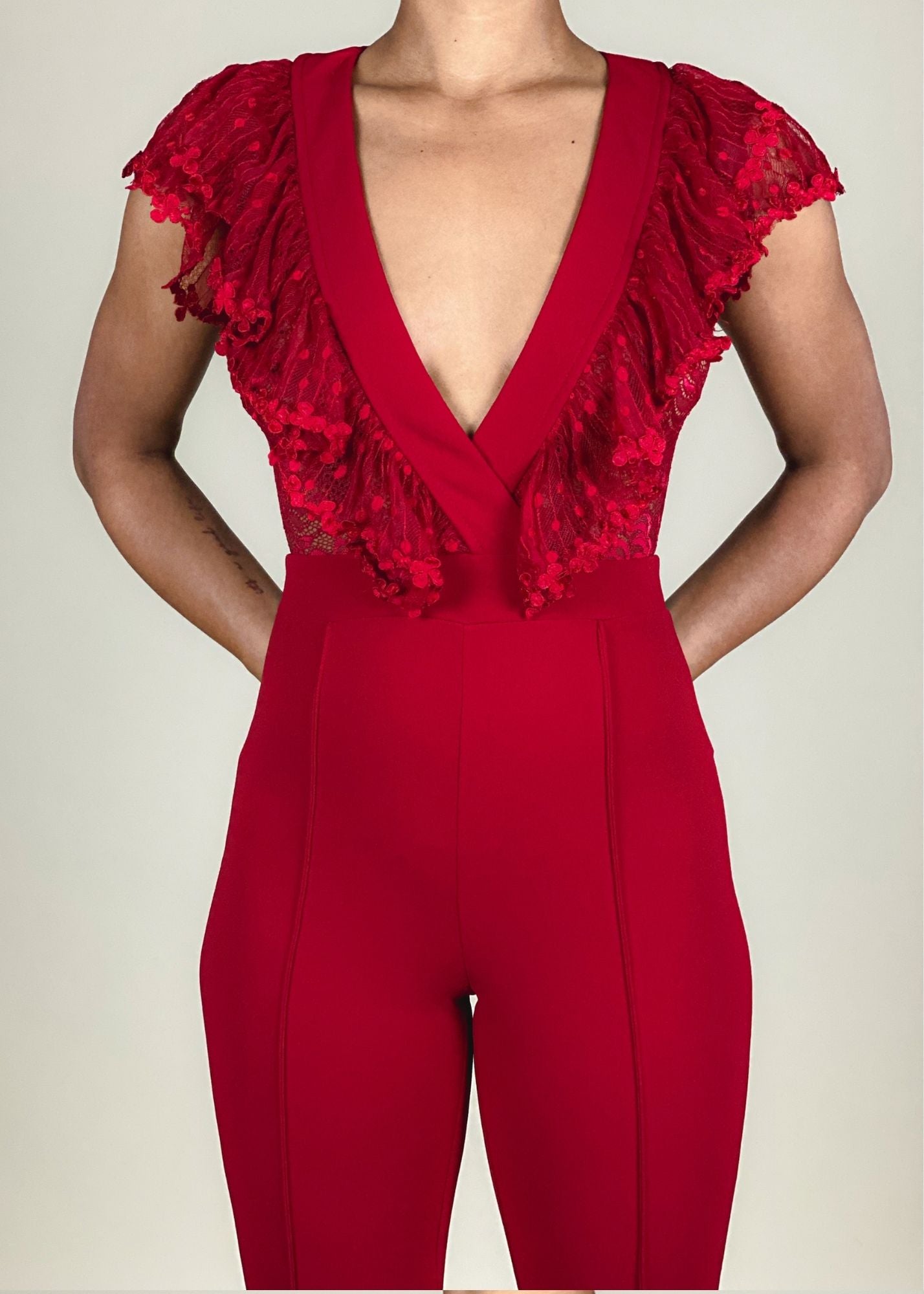 Date night red jumpsuit
Wedding guest jumpsuit
Valentine’s Day outfit idea
Holiday party jumpsuit
Birthday night out jumpsuit
Soft stretch fabric jumpsuit
Flowy ruffle detailing jumpsuit
Statement shoulder ruffle jumpsuit
Bold red jumpsuit outfit
Seamless sculpting jumpsuit
Deep V-neck red jumpsuit
Ruffle sleeve wide-leg jumpsuit
Chic red evening jumpsuit
Elegant backless jumpsuit
Fitted formal jumpsuit