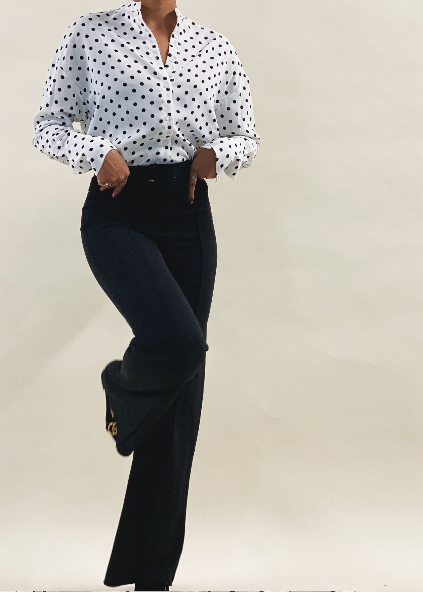 Belted Black Slacks
