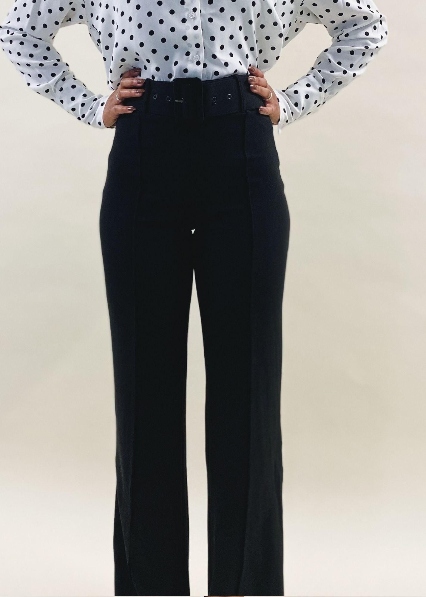 Belted Black Slacks