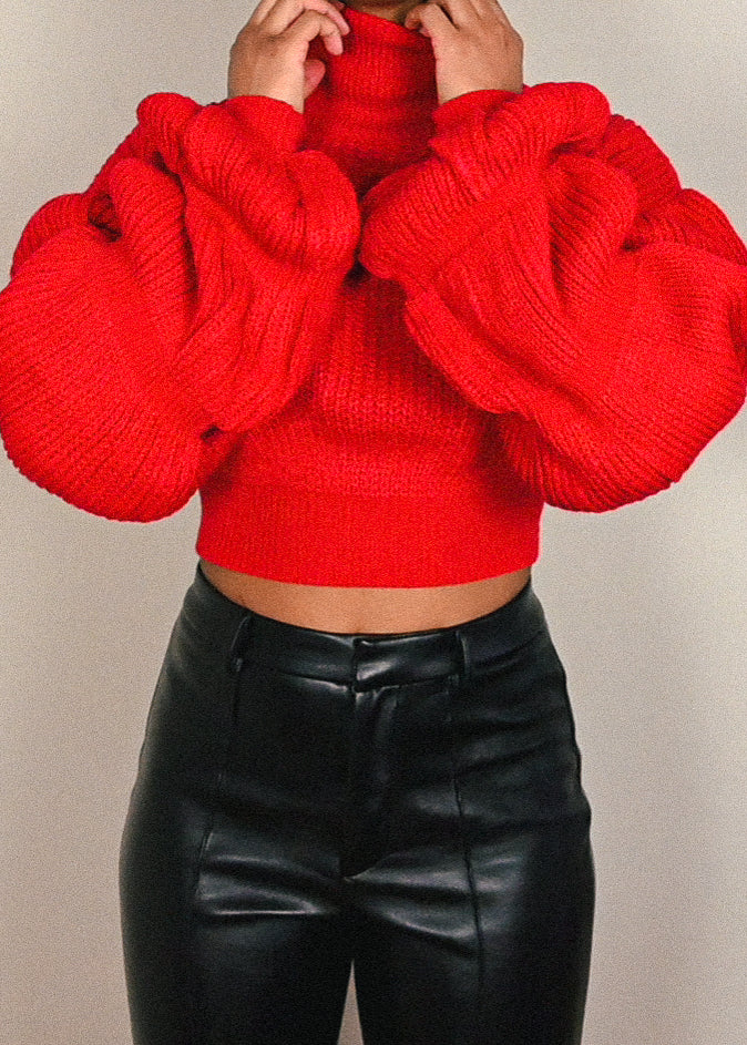 Chrissy Crop Turtleneck Sweater +