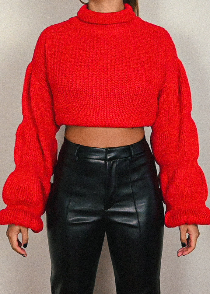 Chrissy Crop Turtleneck Sweater +