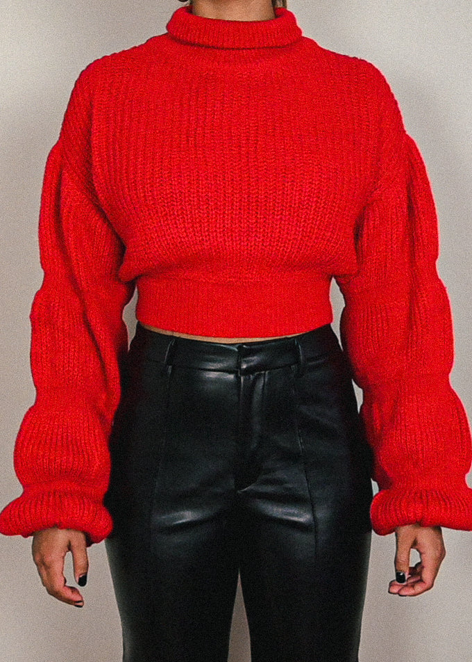 Chrissy Crop Turtleneck Sweater +