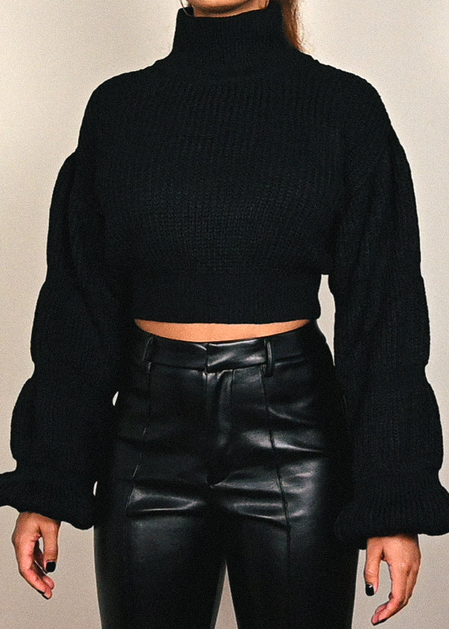 Chrissy Crop Turtleneck Sweater +
