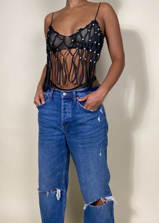 Festival outfit top
Clubwear bralette
Party crop top
Concert outfit ideas
Rave festival fashion
Night out top
Edgy fashion
Bold statement outfit
Y2K aesthetic top
Trendy streetwear
Futuristic fashion
Glam rock style
Alternative clubwear
Fringe bralette
Strappy embellished top
Sheer mesh crop top
Rhinestone studded top
Sexy cutout bralette
Statement piece top