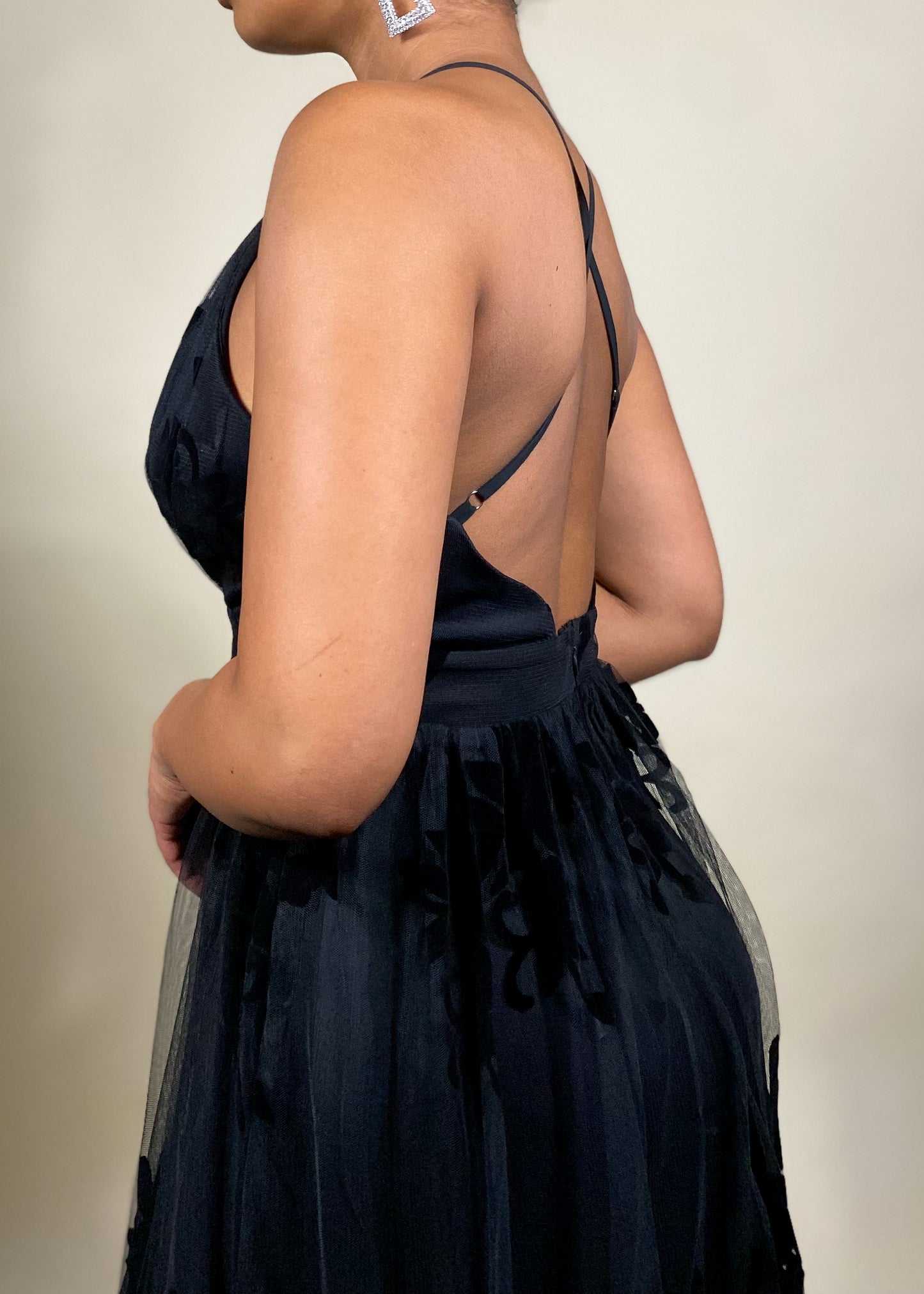 Bryn Black Floral Gown