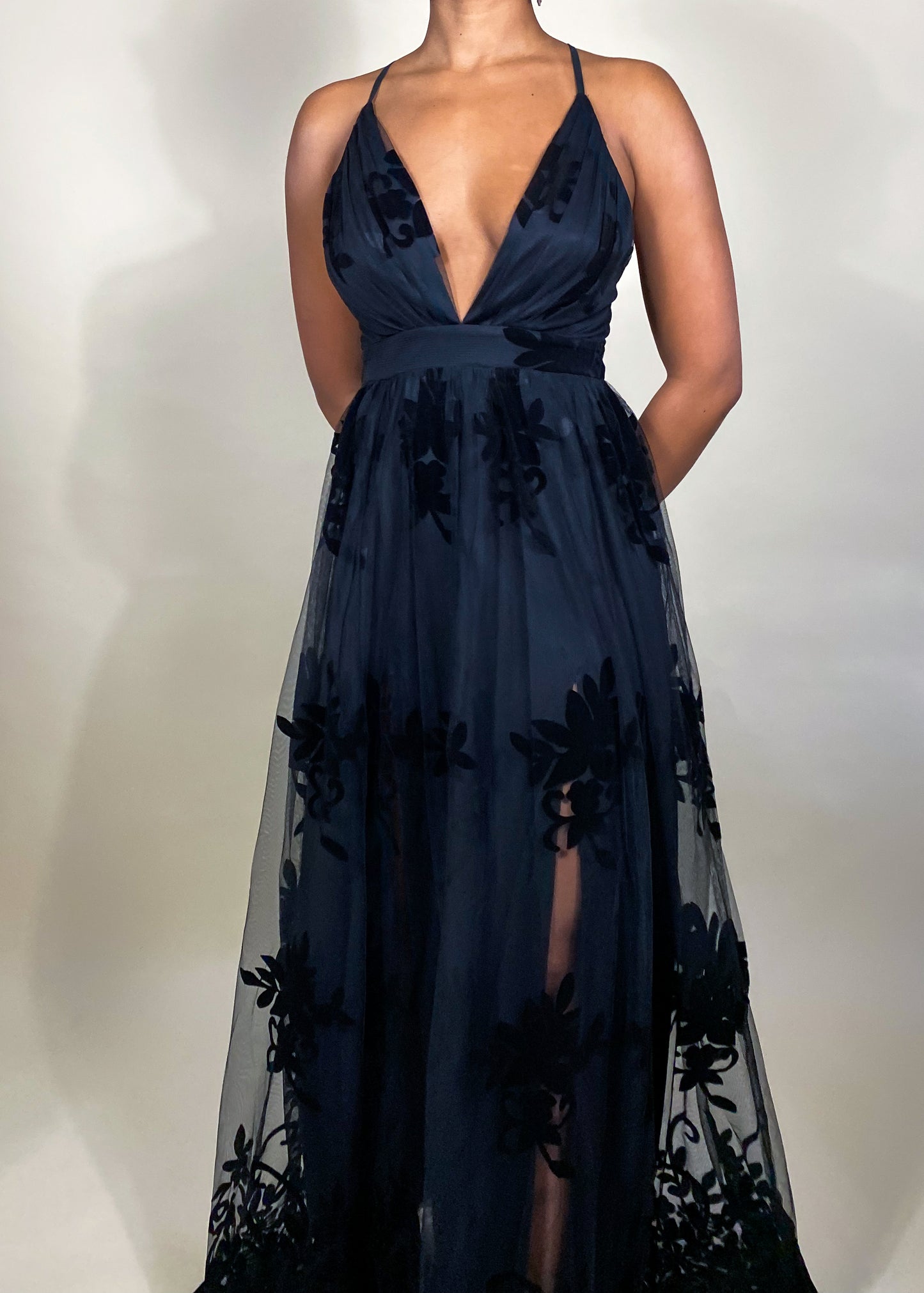 Bryn Black Floral Gown
