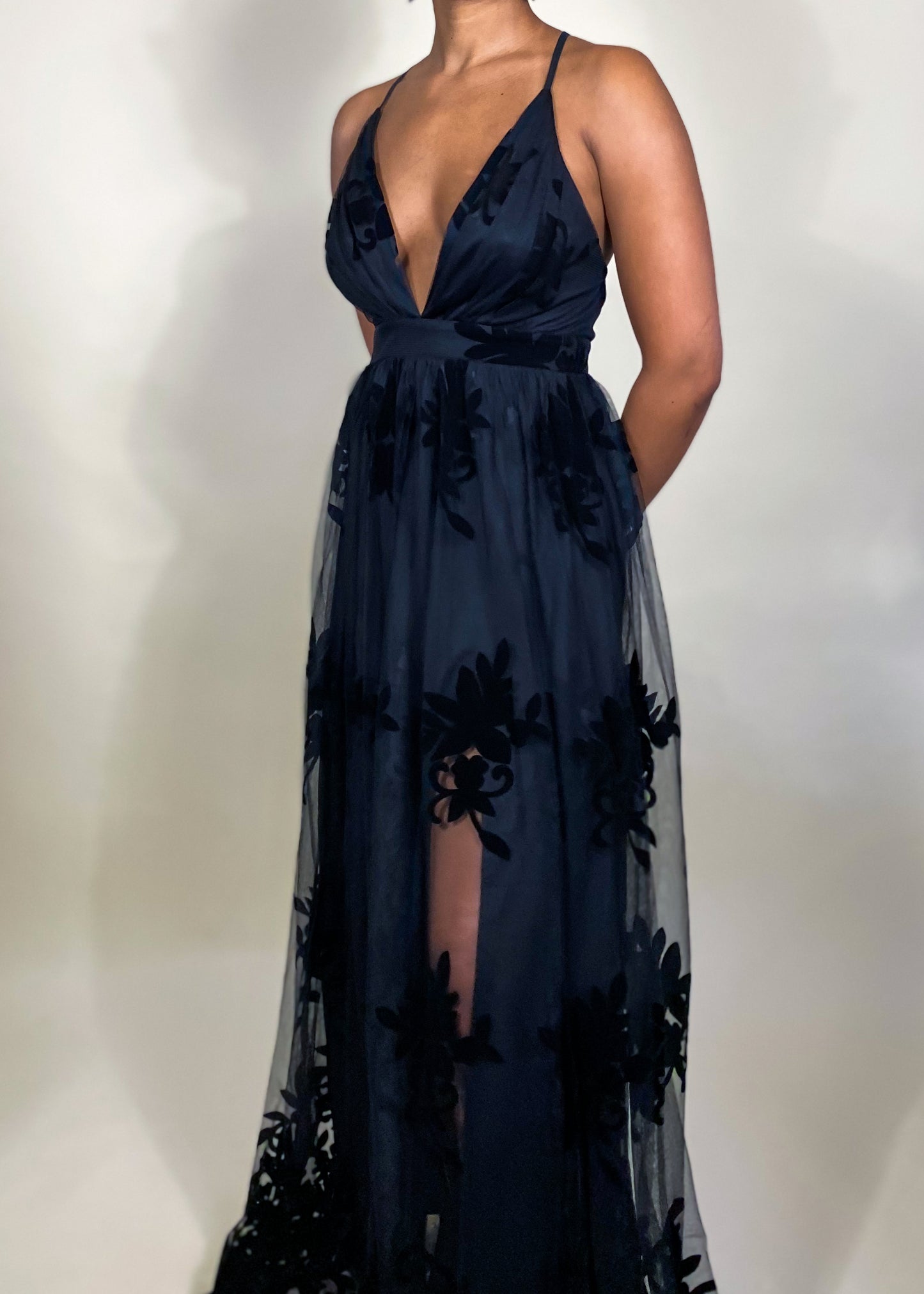 Bryn Black Floral Gown