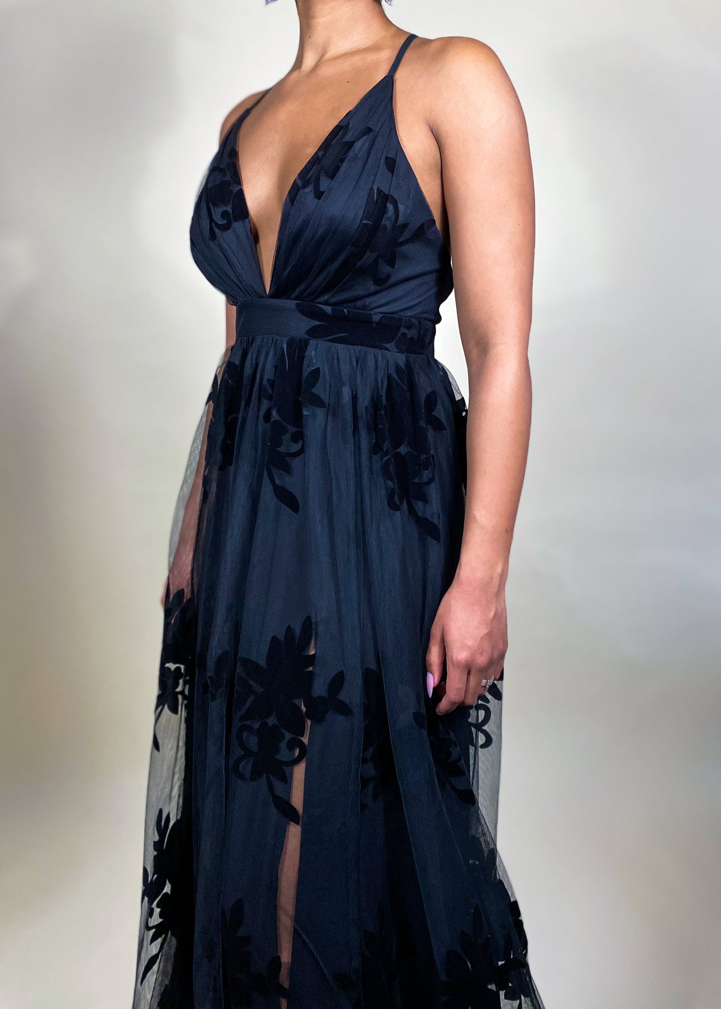 Bryn Black Floral Gown