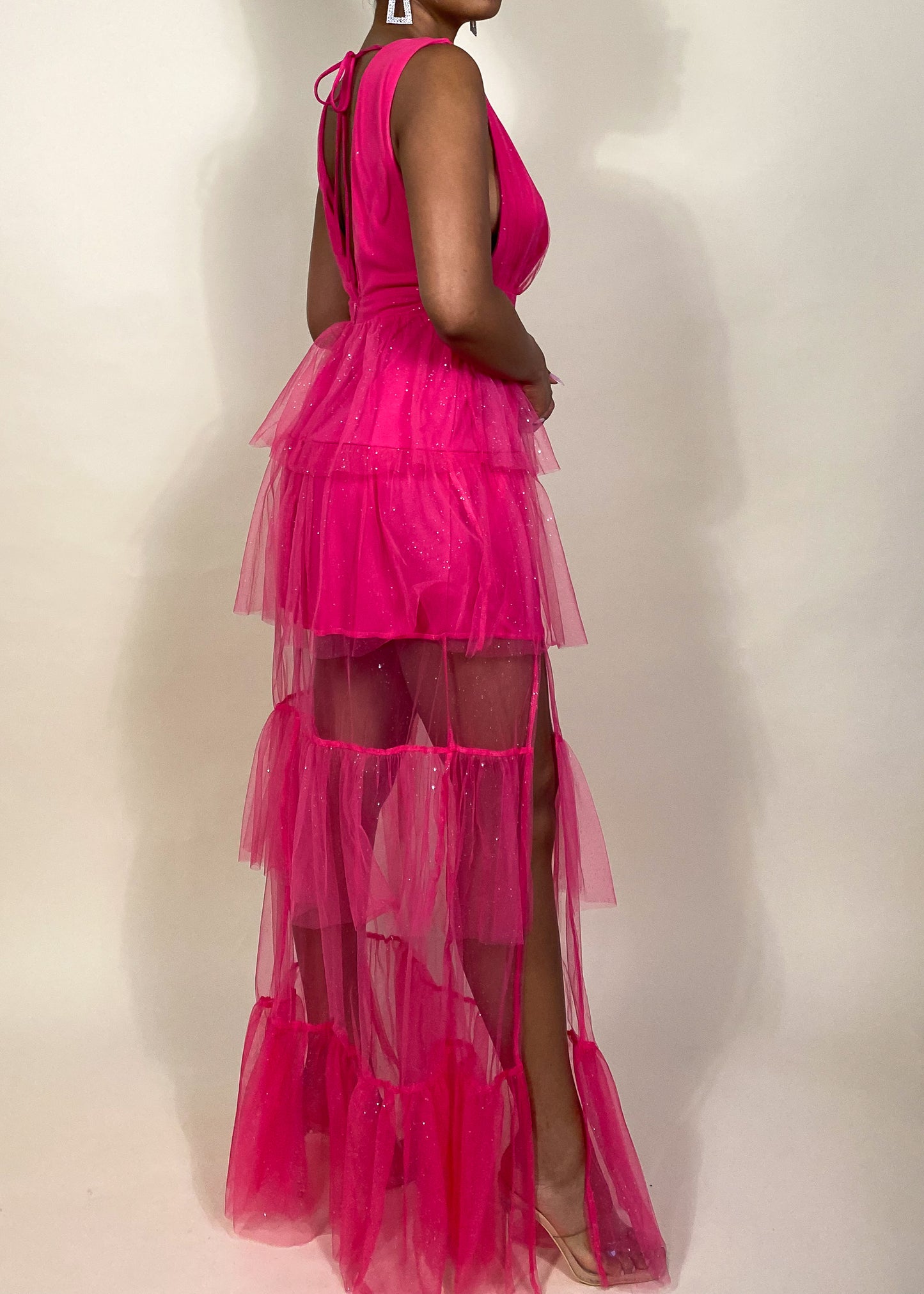 Pink Tiered Tulle Dress