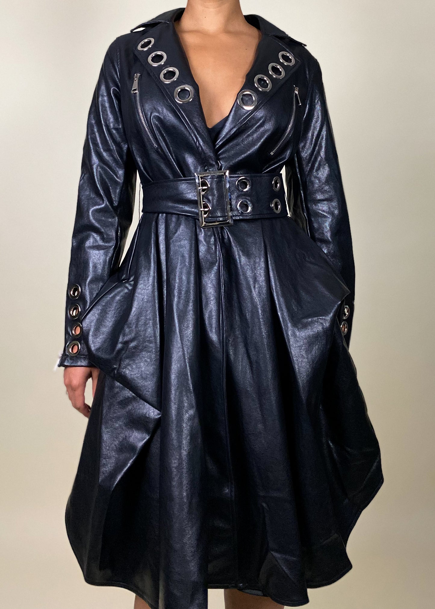 Luna Leather Coat Black