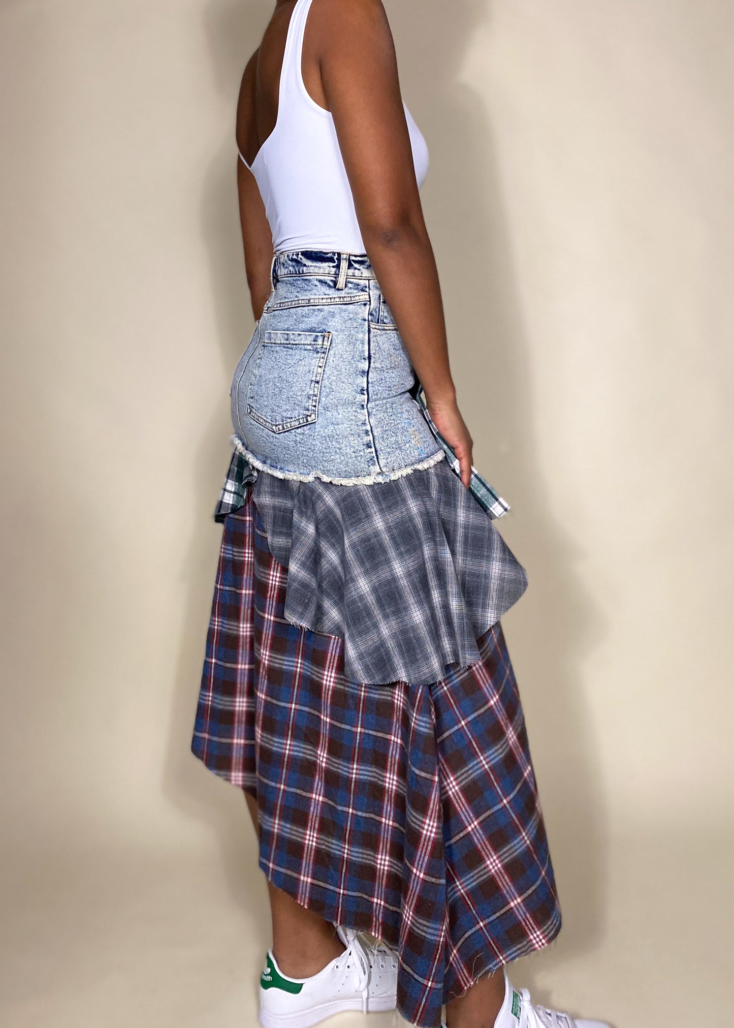 Plaid Patchwork Skirt