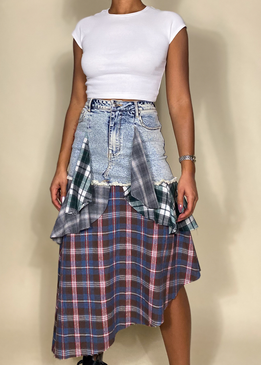 Plaid Patchwork Skirt