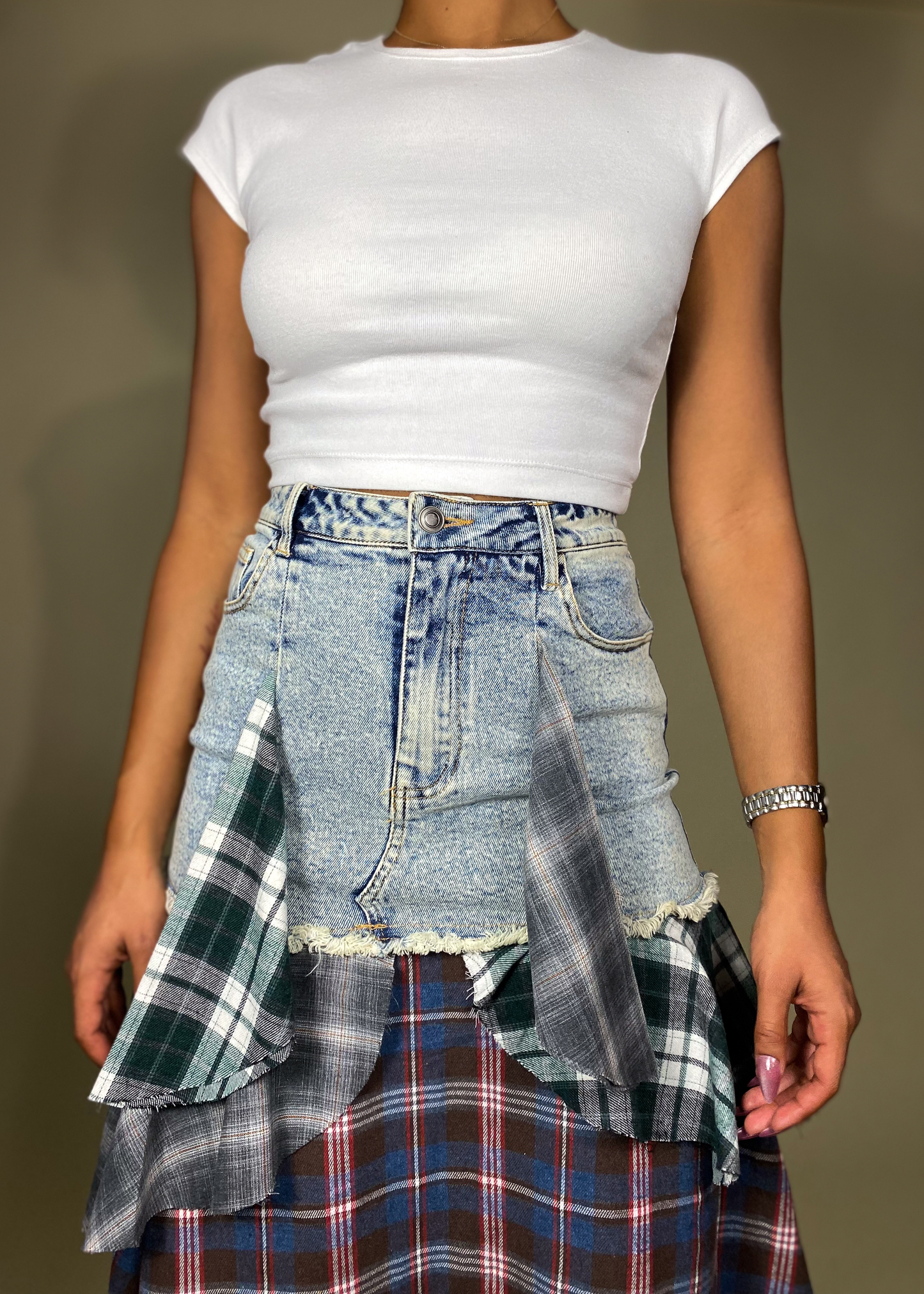 Plaid Patchwork Skirt