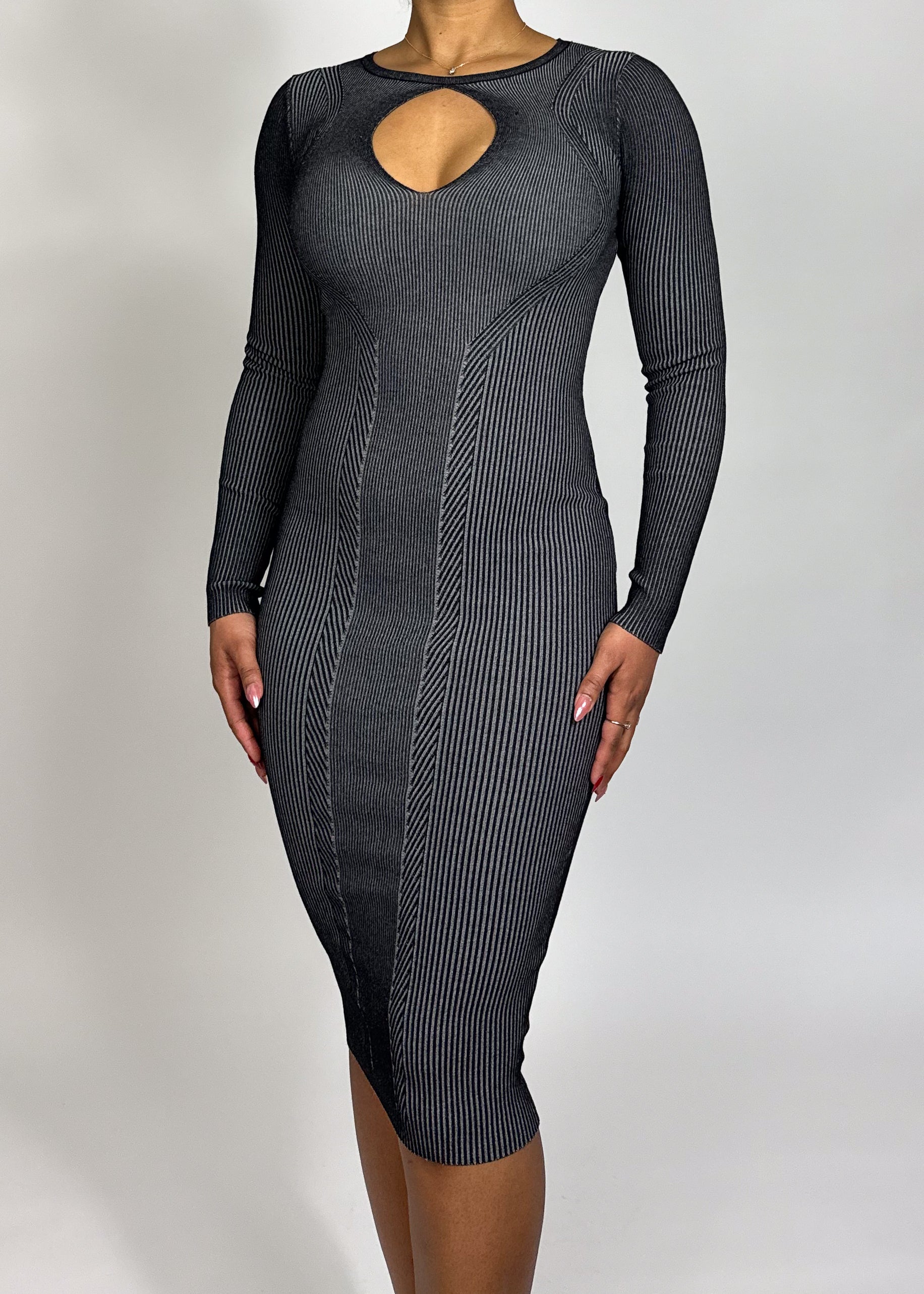 Kim Keyhole Dress Grey