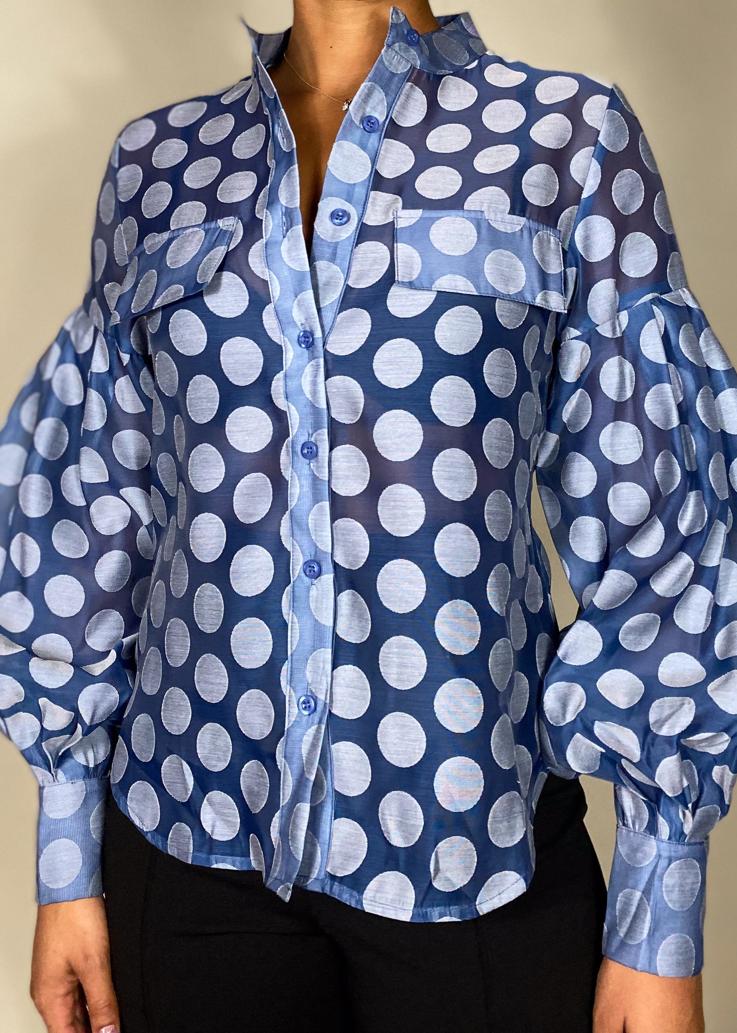 Blue Lagoon Polka Dot Blouse