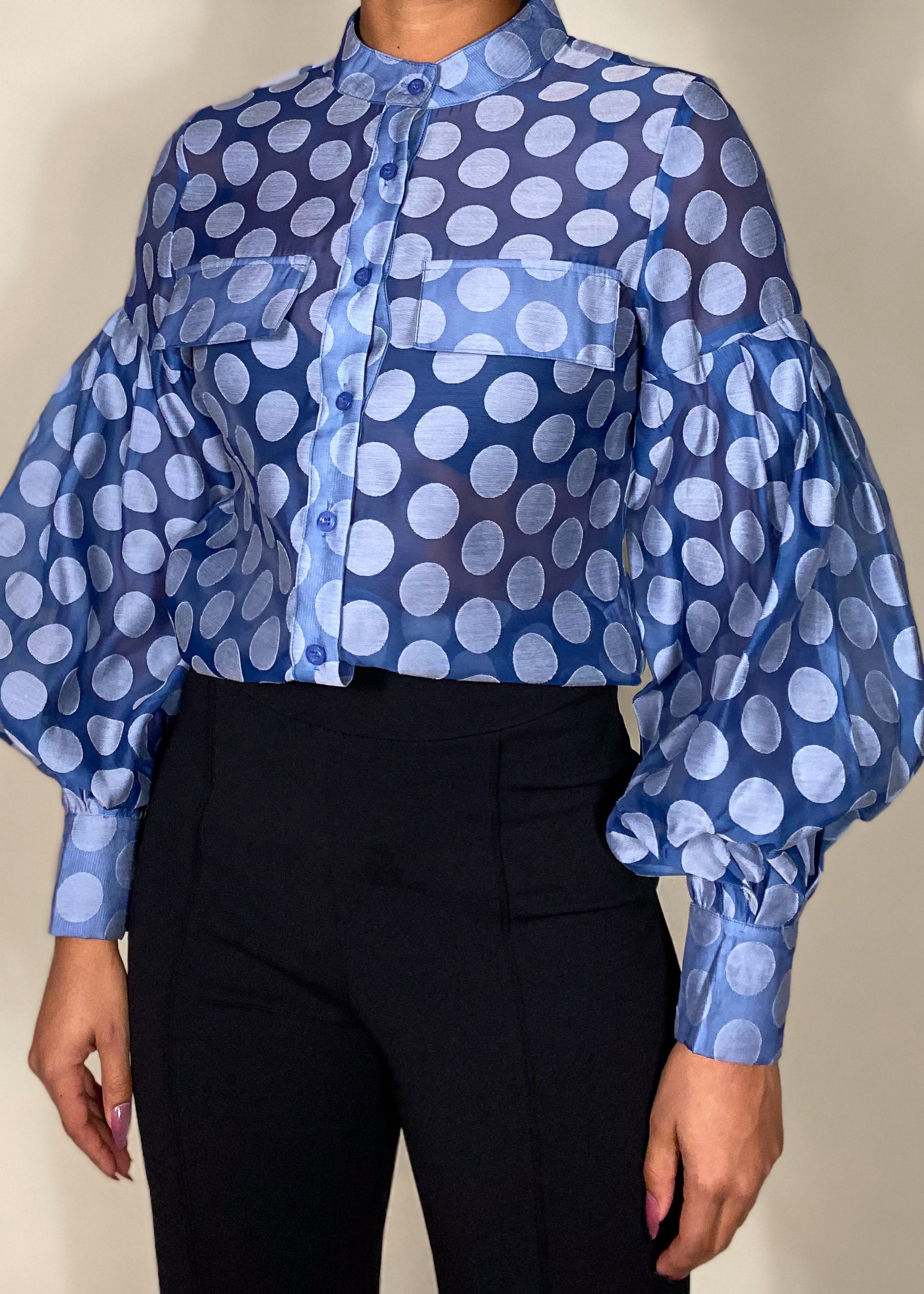 xWorkwear blouse
Business casual shirt
Office outfit essential
Smart casual top
Day-to-night blouse
Versatile statement blouse
Trendy weekend wear
Polka dot print shirt
Button-up puff sleeve blouse
Playful printed fashion
Collared long-sleeve top
Classic structured shirt
Lightweight cotton blouse
Scalloped hem design
Retro modern fusion
Feminine and stylish
Timeless and sophisticated
Playful yet polished
Elegant statement piece
Bold and trendy