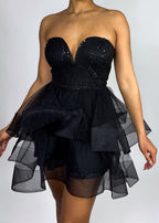 Homecoming dress
Prom party dress
New Year’s Eve outfit
Wedding guest cocktail dress
Bachelorette party dress Spring formal dress
Summer party outfit
Fall event dress
Winter holiday dress
Sweetheart neckline dress
Beaded bodice mini dress
Dramatic layered tulle dress
Short black formal dress
Flirty evening dress
Black tulle mini dress
Strapless party dress
Sequin corset dress
Layered ruffle cocktail dress
Elegant short evening dress