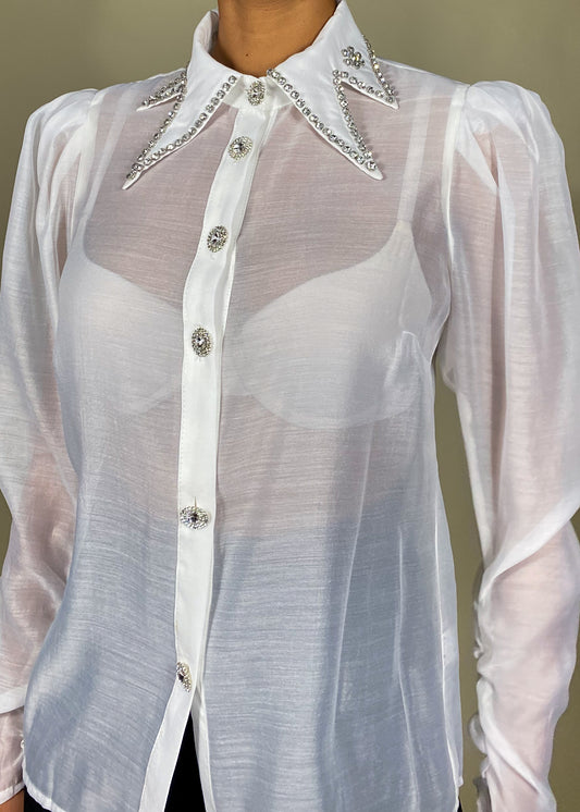 Icy White Sheer Blouse