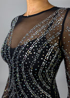 Red carpet evening gown
Gala night outfit
Black tie event dress
Prom dress with rhinestones
New Year’s Eve dress Winter formal wear
Fall evening dress
Spring gala gown
Holiday party dress
Bodycon sheer mesh dress
Crystal-studded maxi dress
Floor-length formal gown
Illusion neckline evening dress
Figure-hugging mermaid dress
Elegant black evening gown
Sheer long sleeve dress
Rhinestone-embellished gown
Sparkling formal dress
Luxurious mesh dress