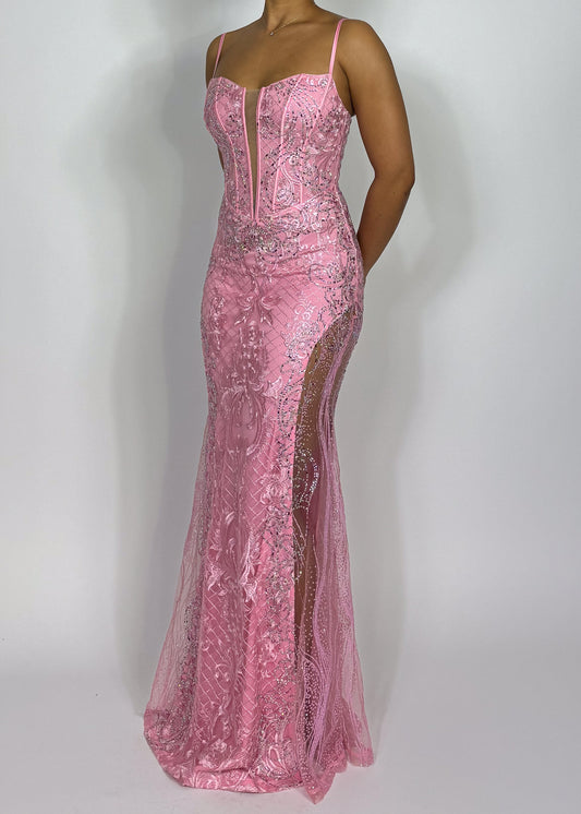 Wedding guest formal gown
Red carpet evening dress
Luxury prom night dress
Gala and black-tie event gown
Pageant and competition dress
Sheer illusion deep V dress
Embellished lace corset gown
Floor-length mermaid silhouette dress
Spaghetti strap elegant evening dress
Romantic pink formal gown
Pink lace evening gown
Plunge neckline formal dress
Embroidered corset gown
Elegant fitted prom dress
Luxury lace mermaid dress