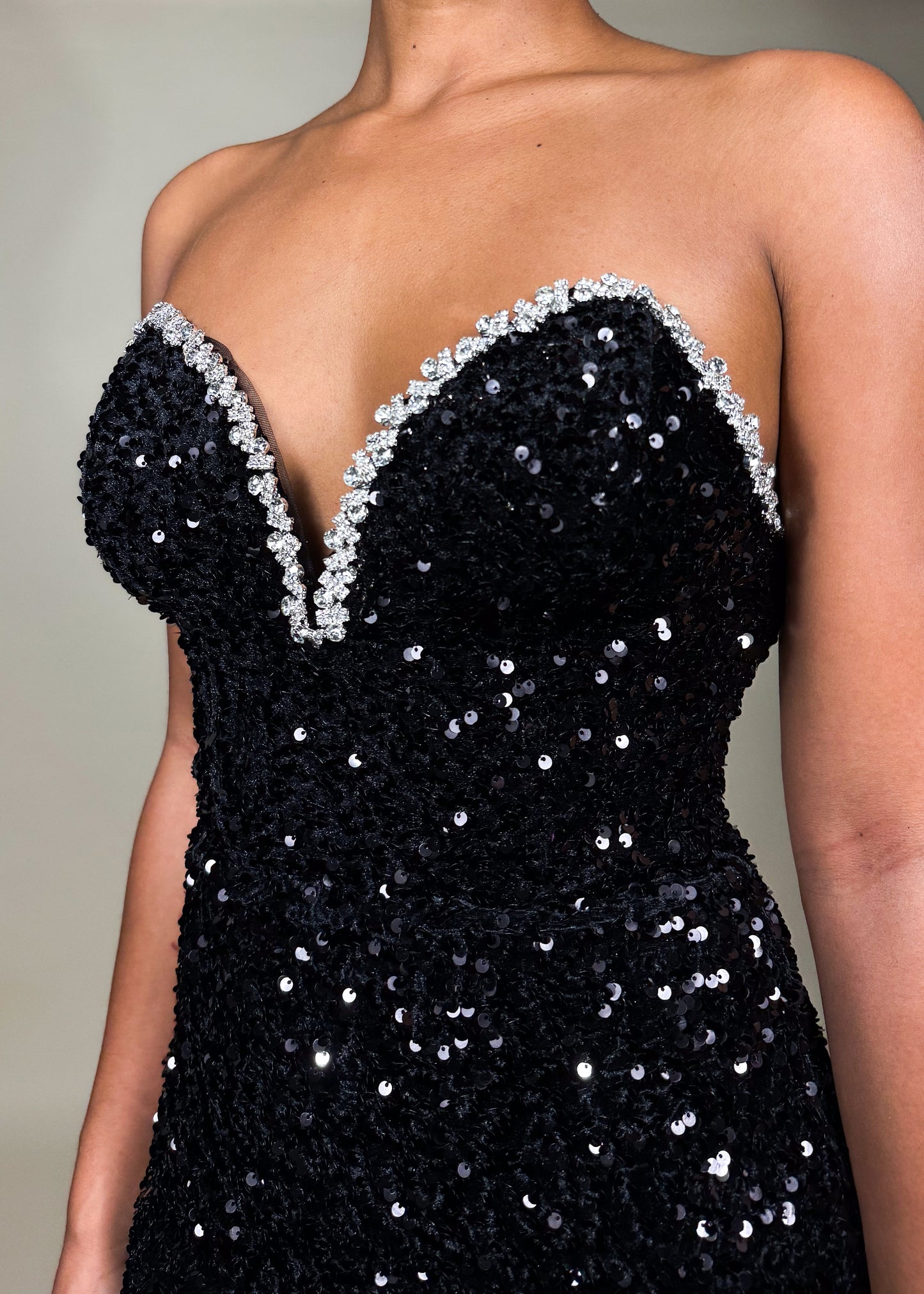 Sequins Sweetheart Gown Black