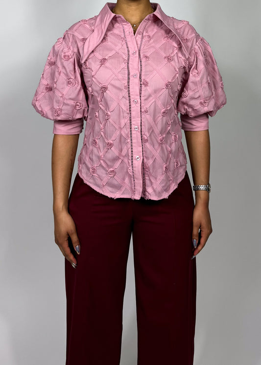 Elegant workwear
Business casual outfit
Vintage-inspired office look
Chic brunch outfit
Feminine evening wear
Statement fashion piece
Special occasion blouse
floral applique blouse
Quilted pattern shirt
Puff sleeve button-down
Textured embroidered top
Classic collared blouse
Victorian-inspired fashion
Modern elegance
Sophisticated feminine style
Cottagecore aesthetic
Parisian-inspired fashion
Retro statement blouse
Timeless wardrobe staple